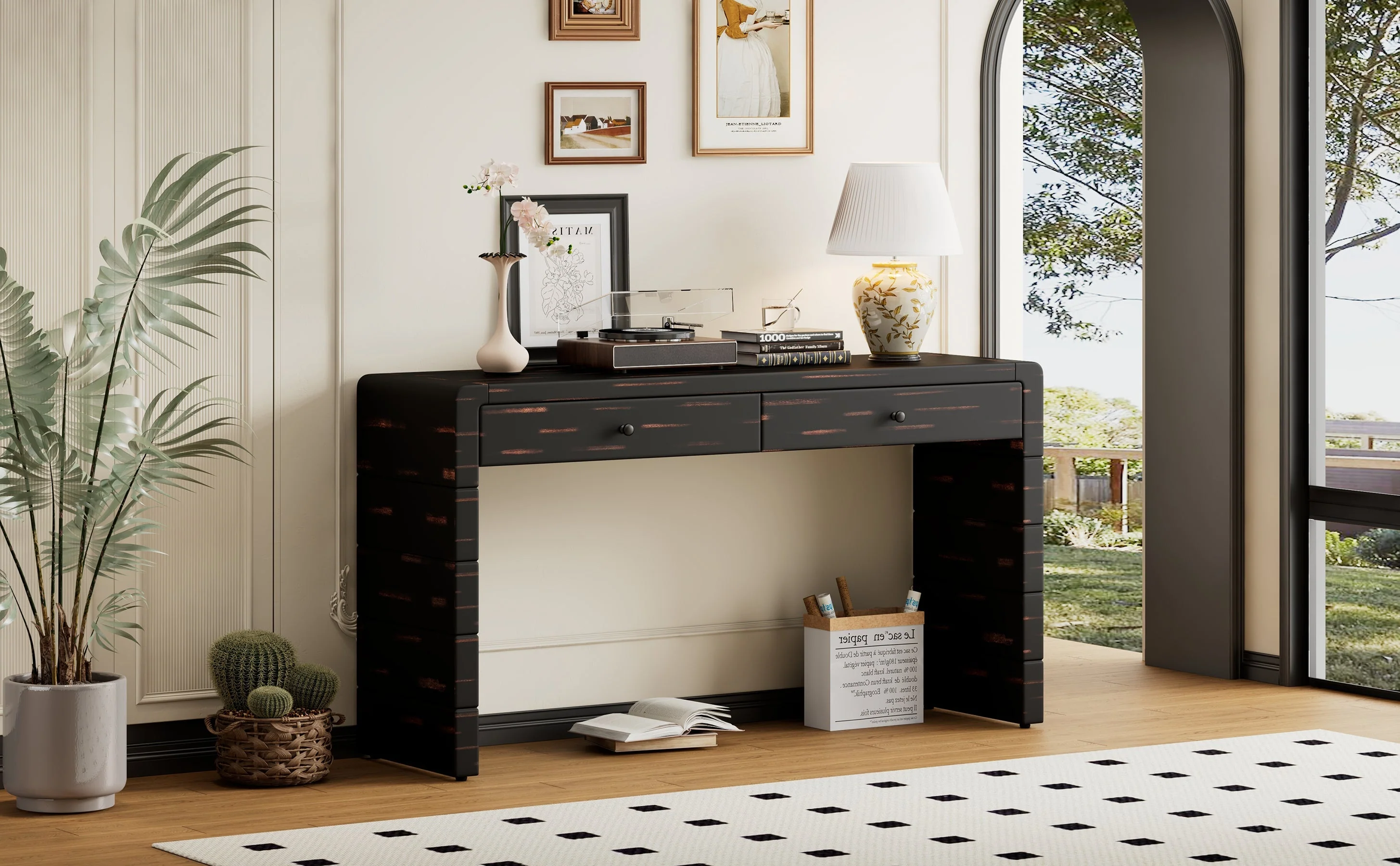Curved Console Table with Storage - Image 17