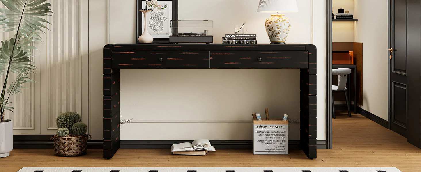 Curved Console Table with Storage - Image 19