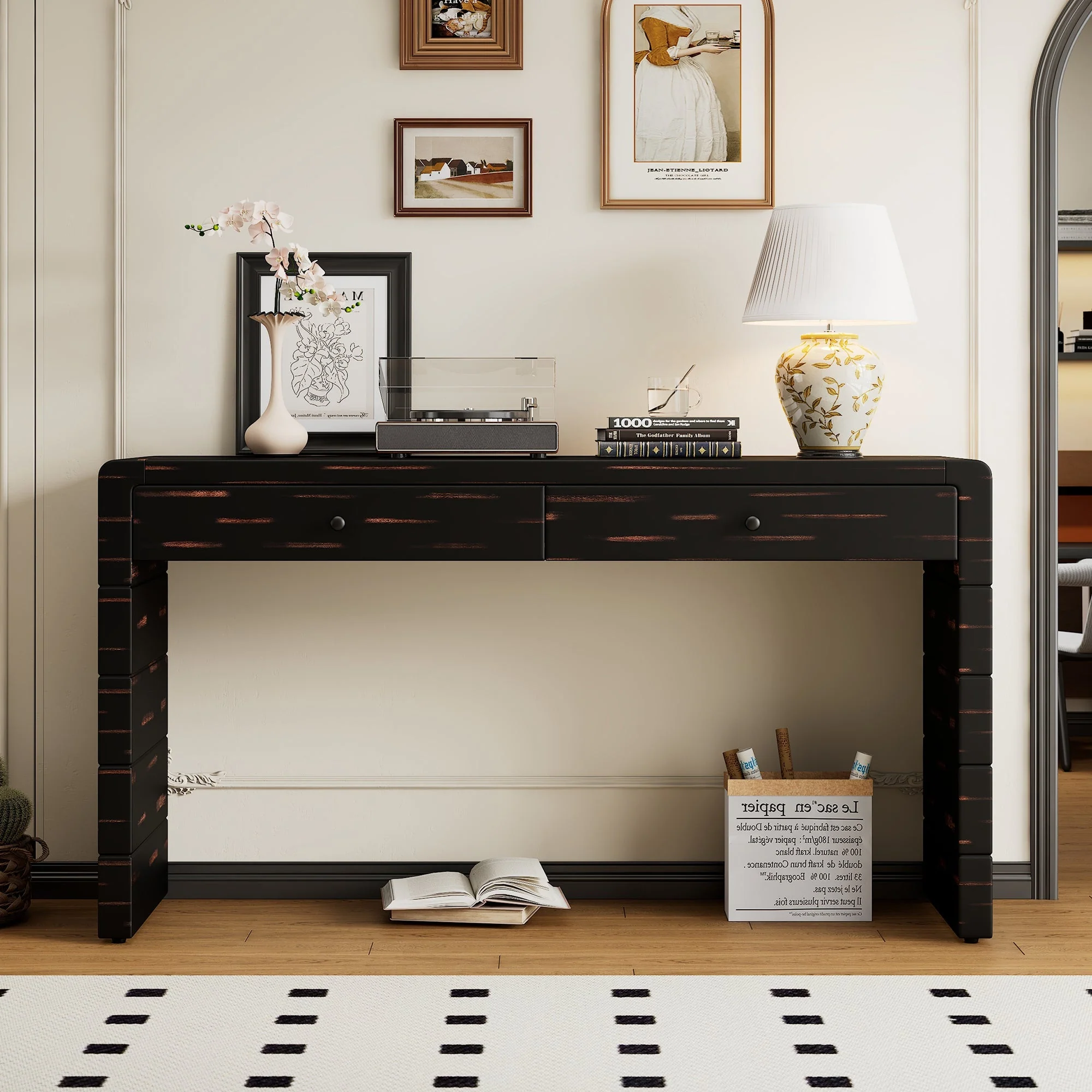 Curved Console Table with Storage - Image 2