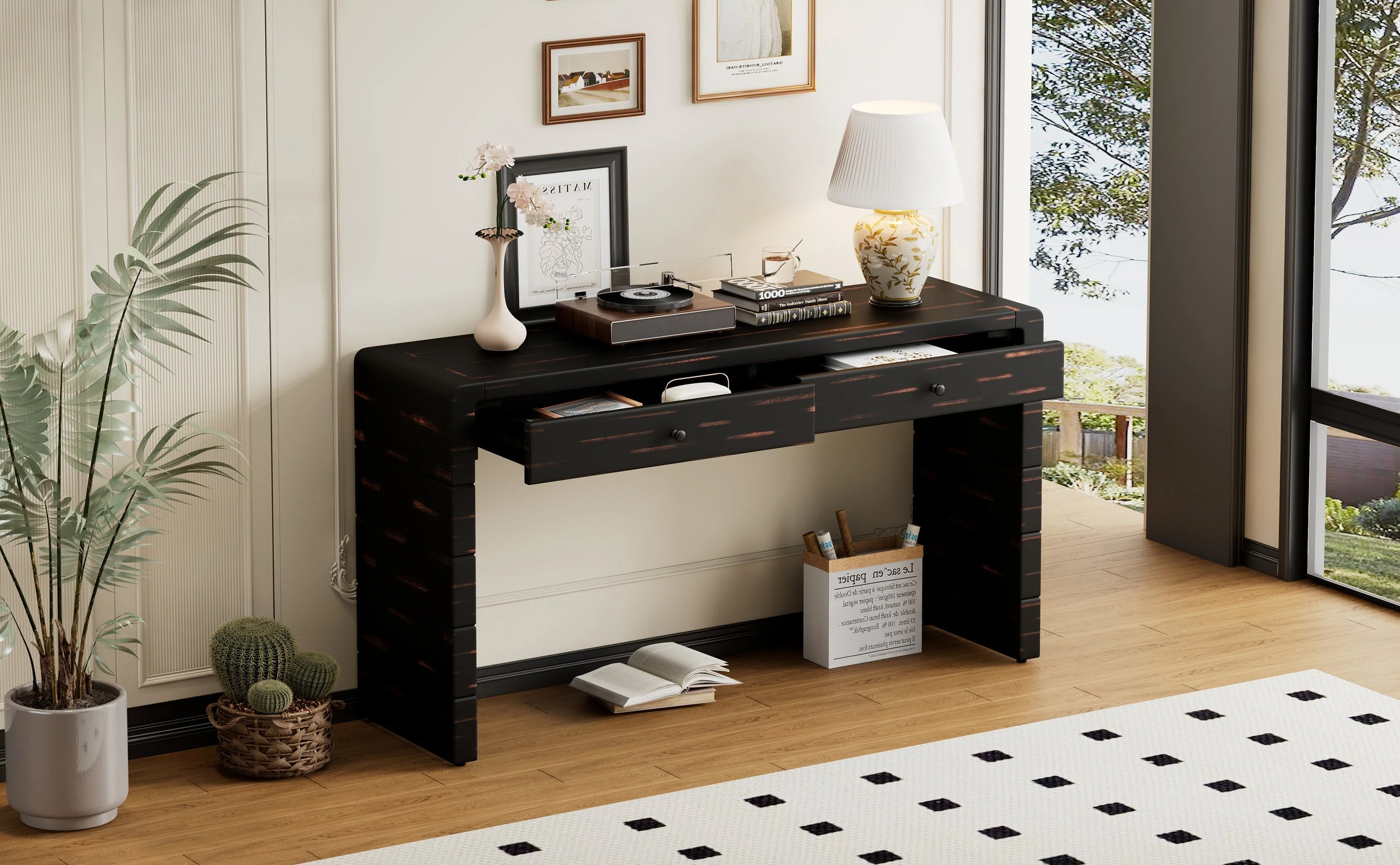 Curved Console Table with Storage - Image 22