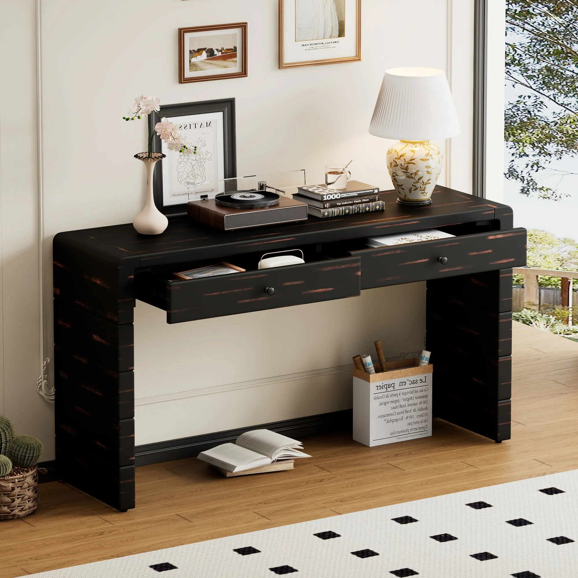 Curved Console Table with Storage - Image 3