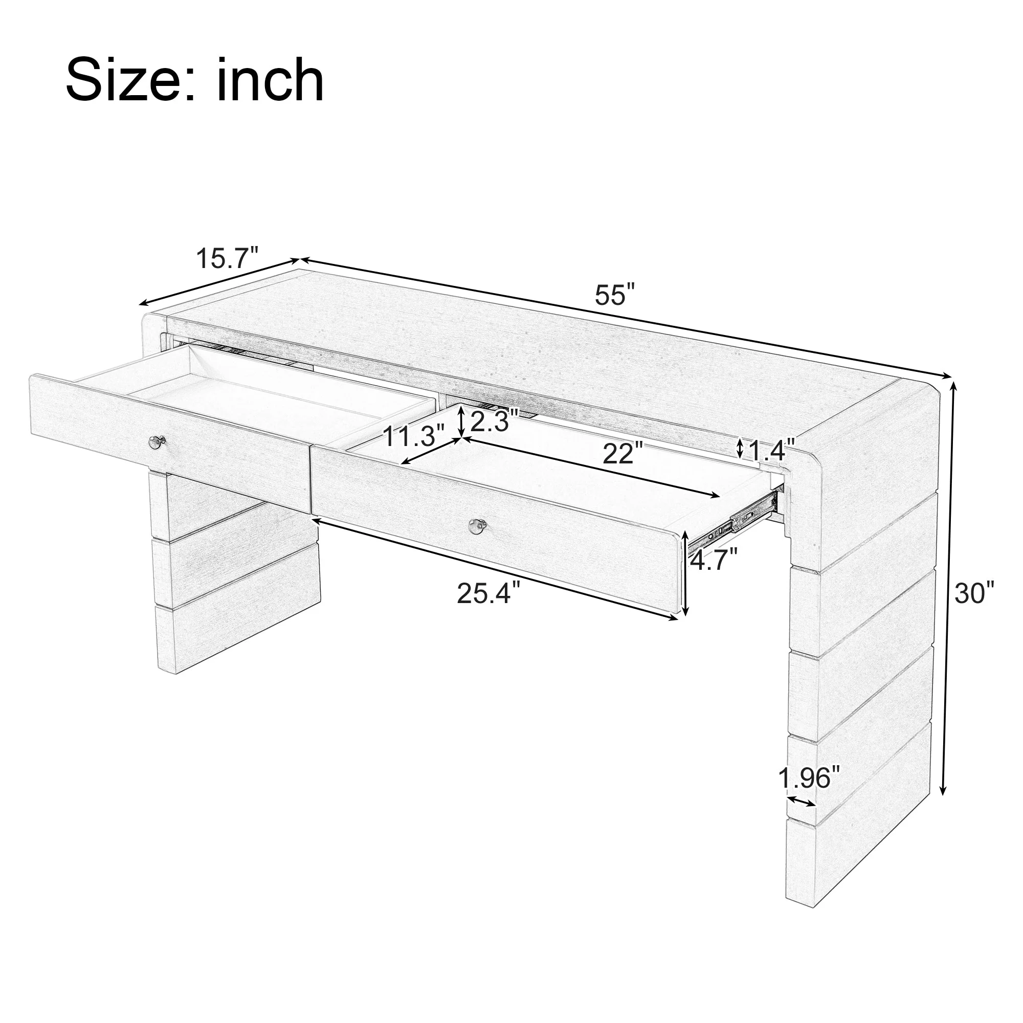 Curved Console Table with Storage - Image 4