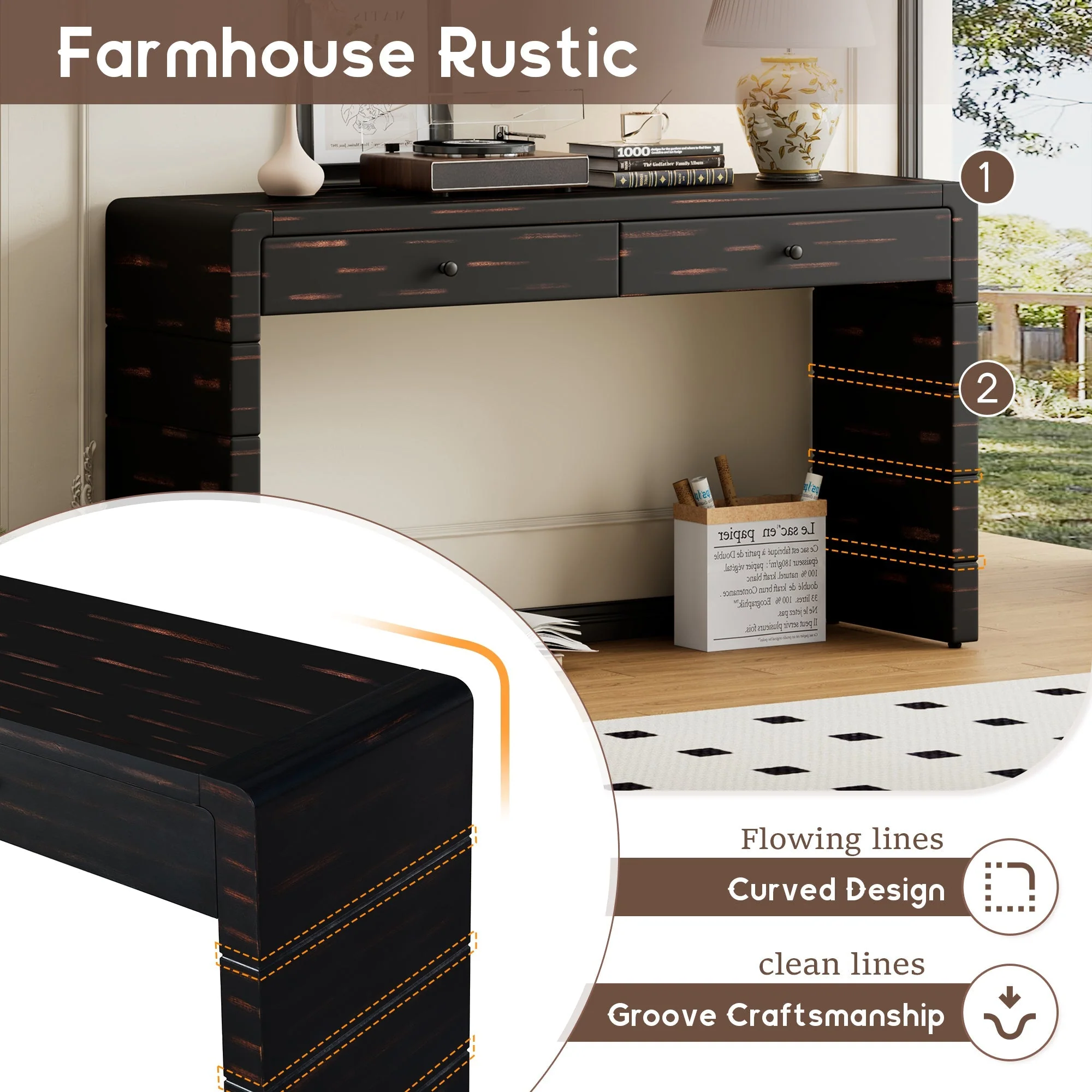 Curved Console Table with Storage - Image 5