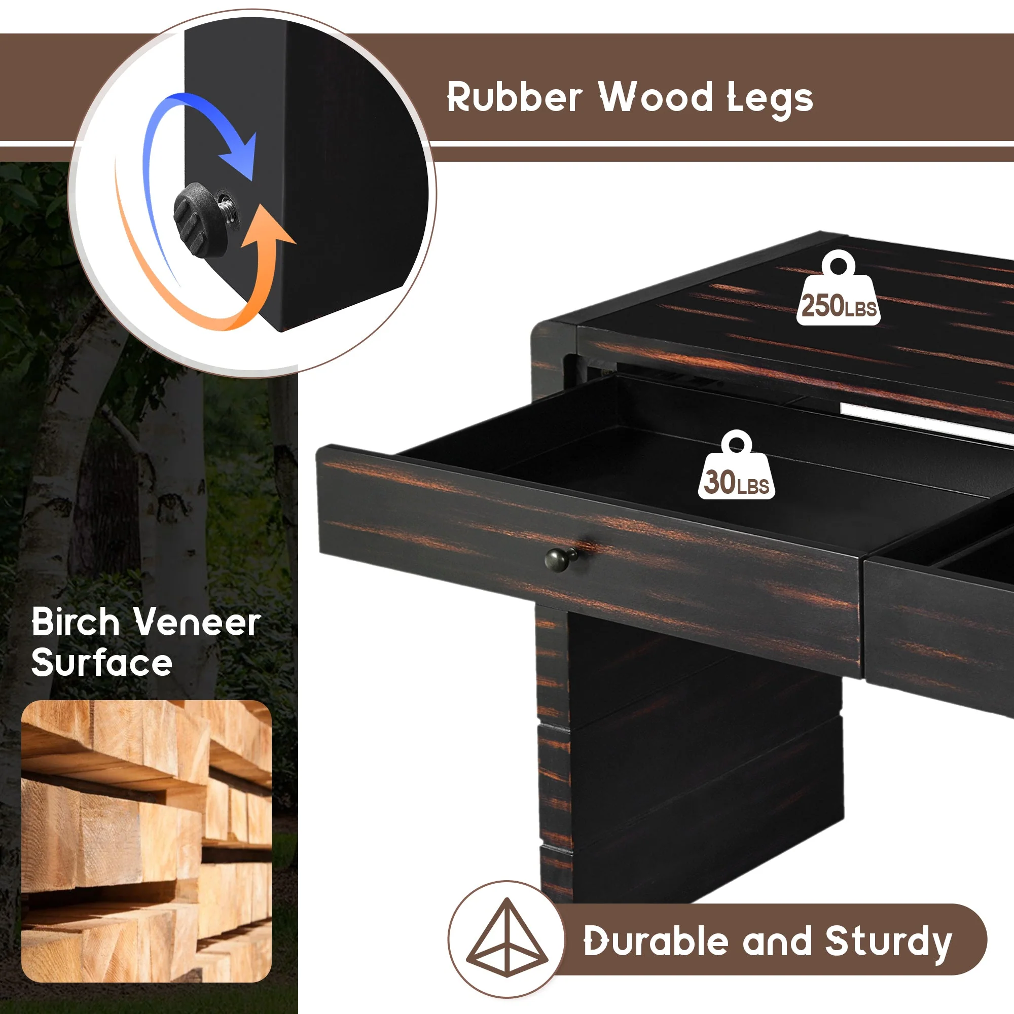 Curved Console Table with Storage - Image 6