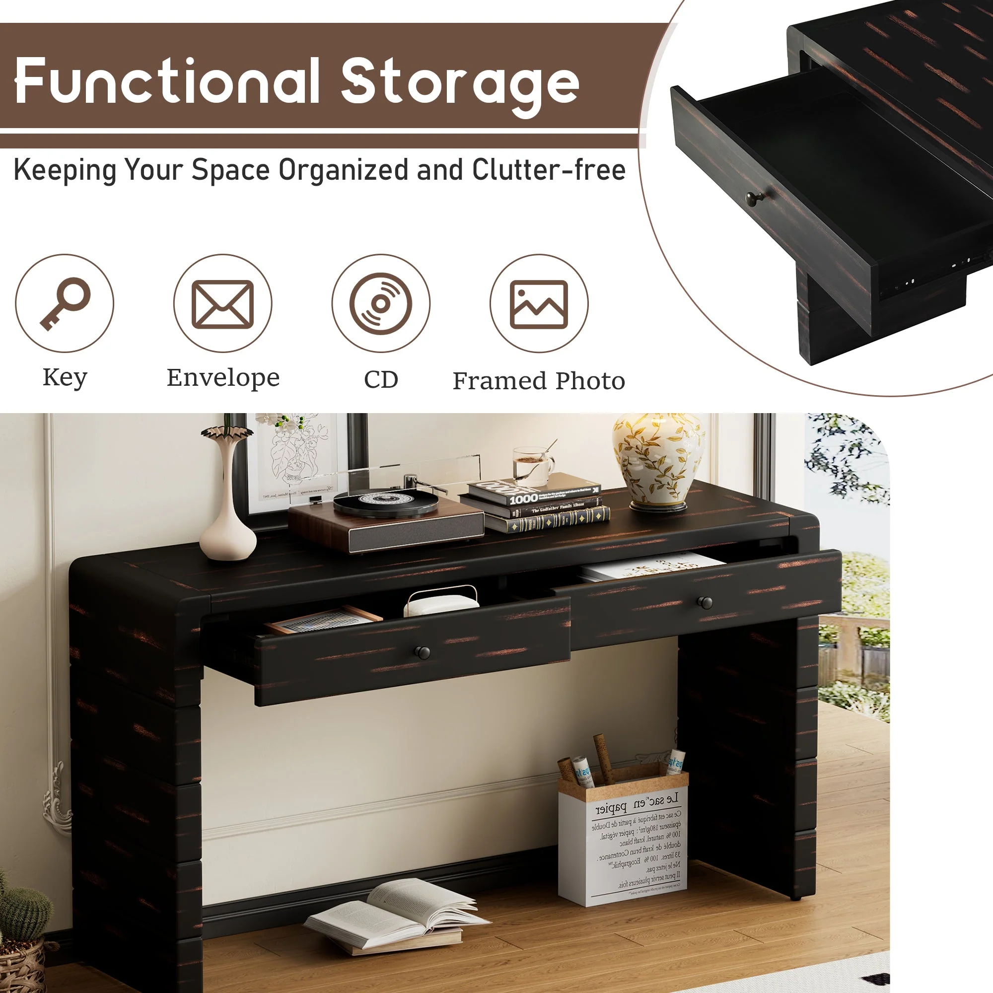 Curved Console Table with Storage - Image 7
