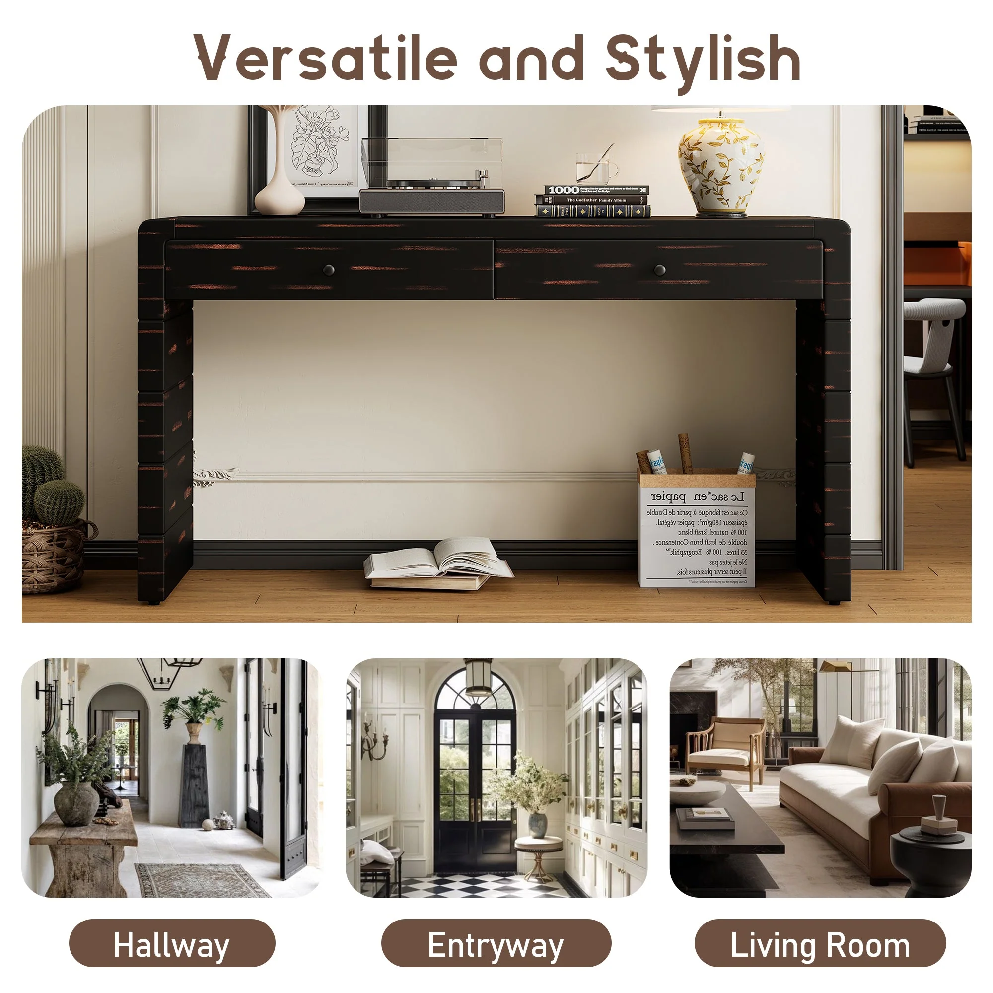 Curved Console Table with Storage - Image 8