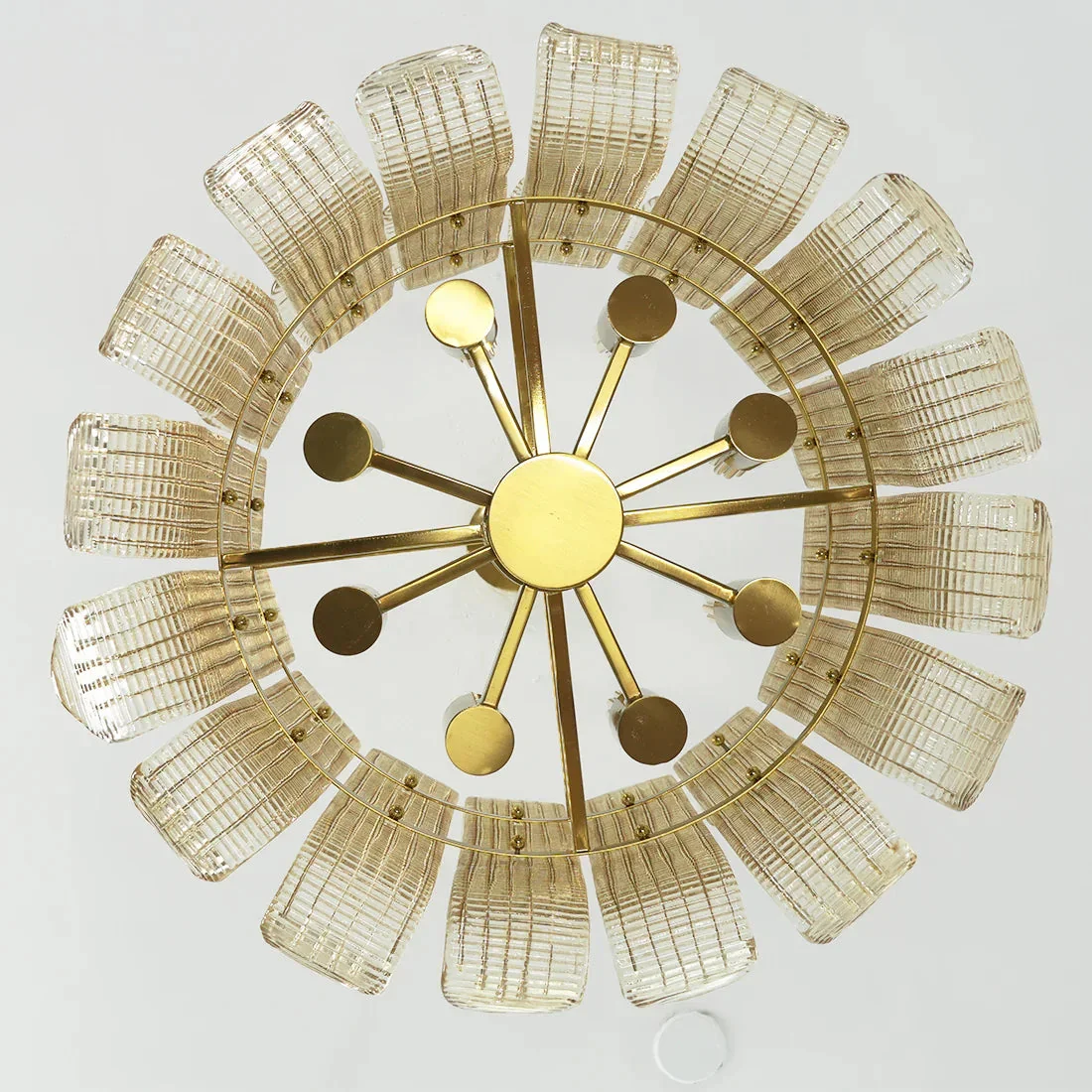 Curved Ribbed Glass Drum Chandelier – Gold Slat Pendant Light E12/E14 - Image 23