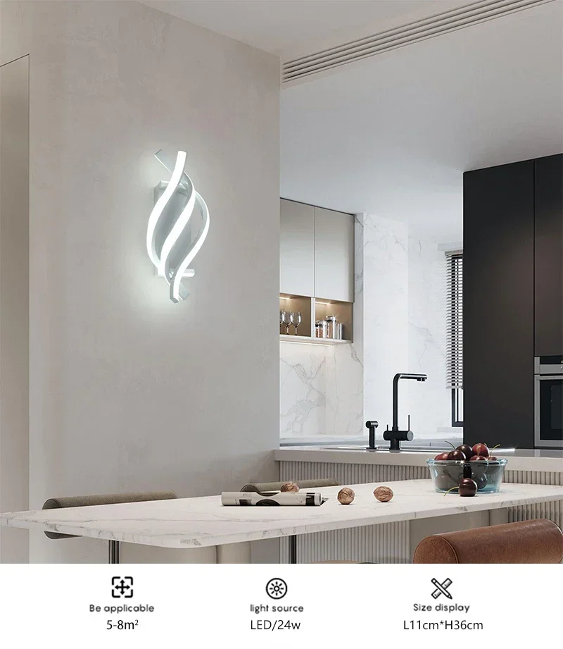 Curved Spiral LED Wall Lamp – Modern Light Fixture for Bedroom, Living Room, Hall - Image 10