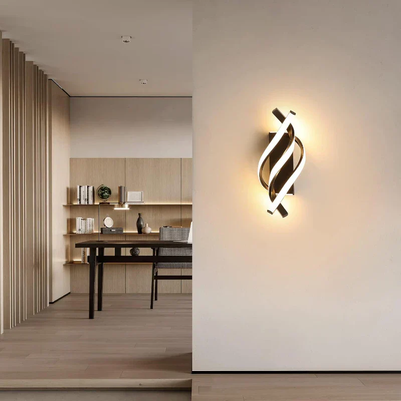 Curved Spiral LED Wall Lamp – Modern Light Fixture for Bedroom, Living Room, Hall - Image 4