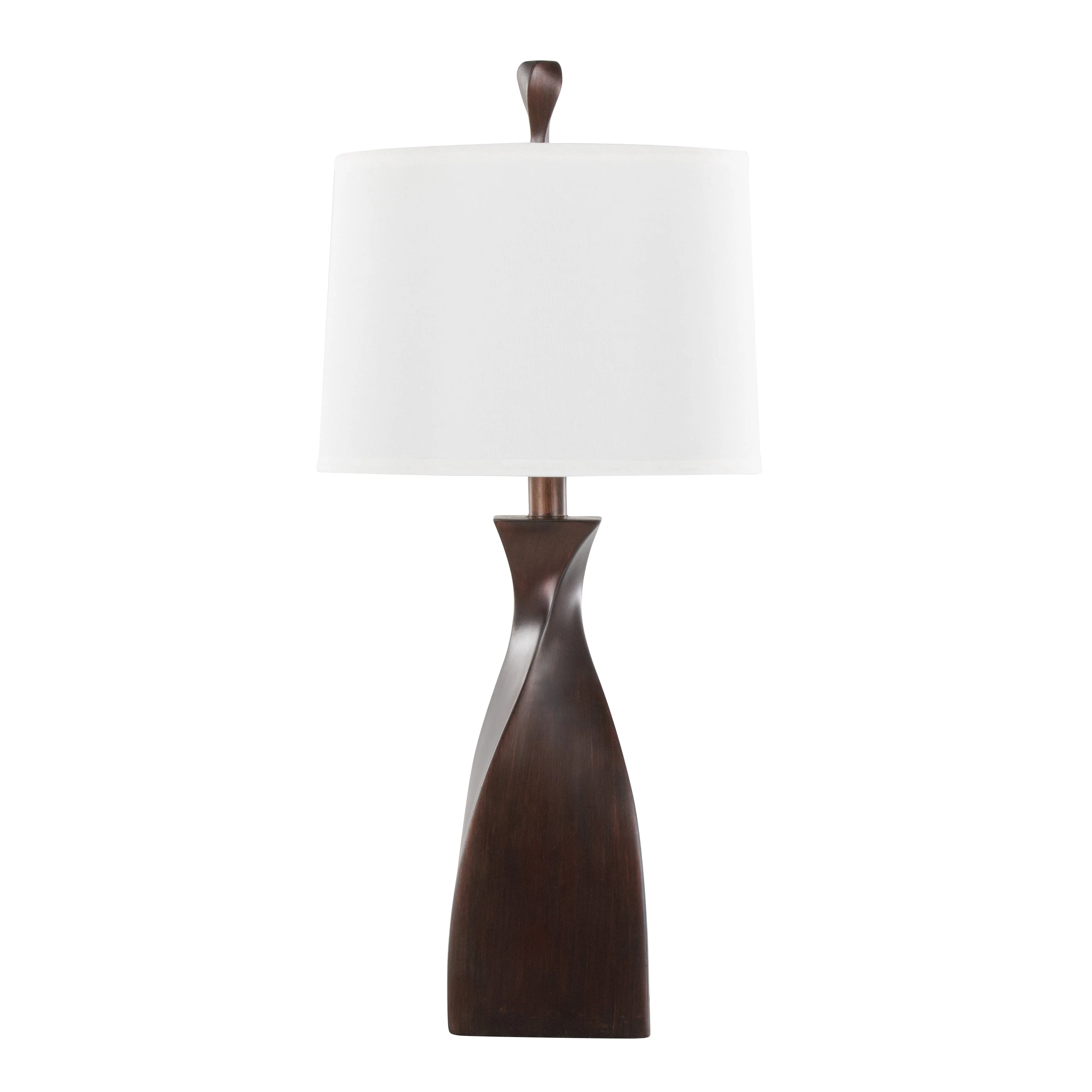 Curvo 2-Piece Copper Bronze Polyresin Table Lamps with Linen Shade - Image 2