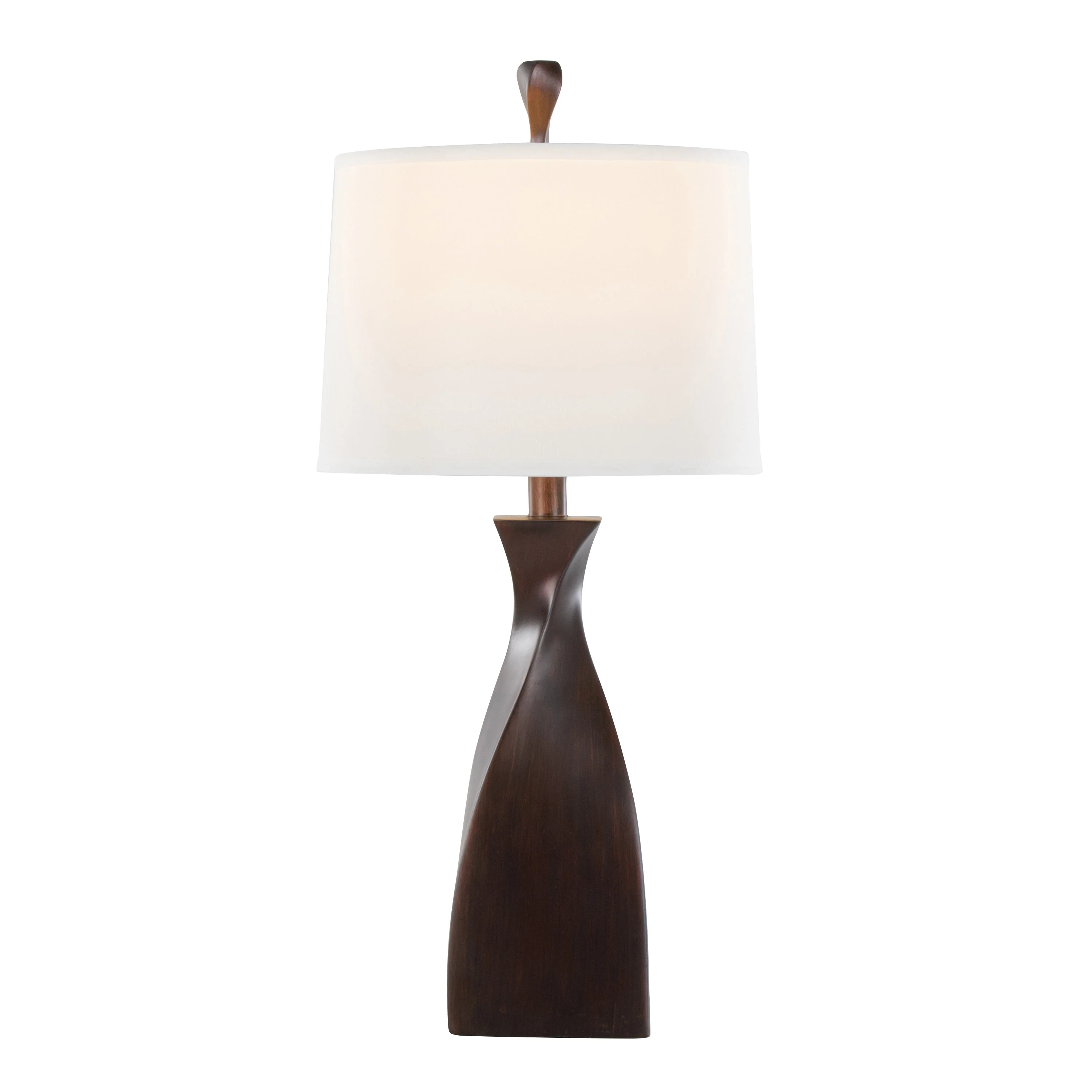 Curvo 2-Piece Copper Bronze Polyresin Table Lamps with Linen Shade - Image 3