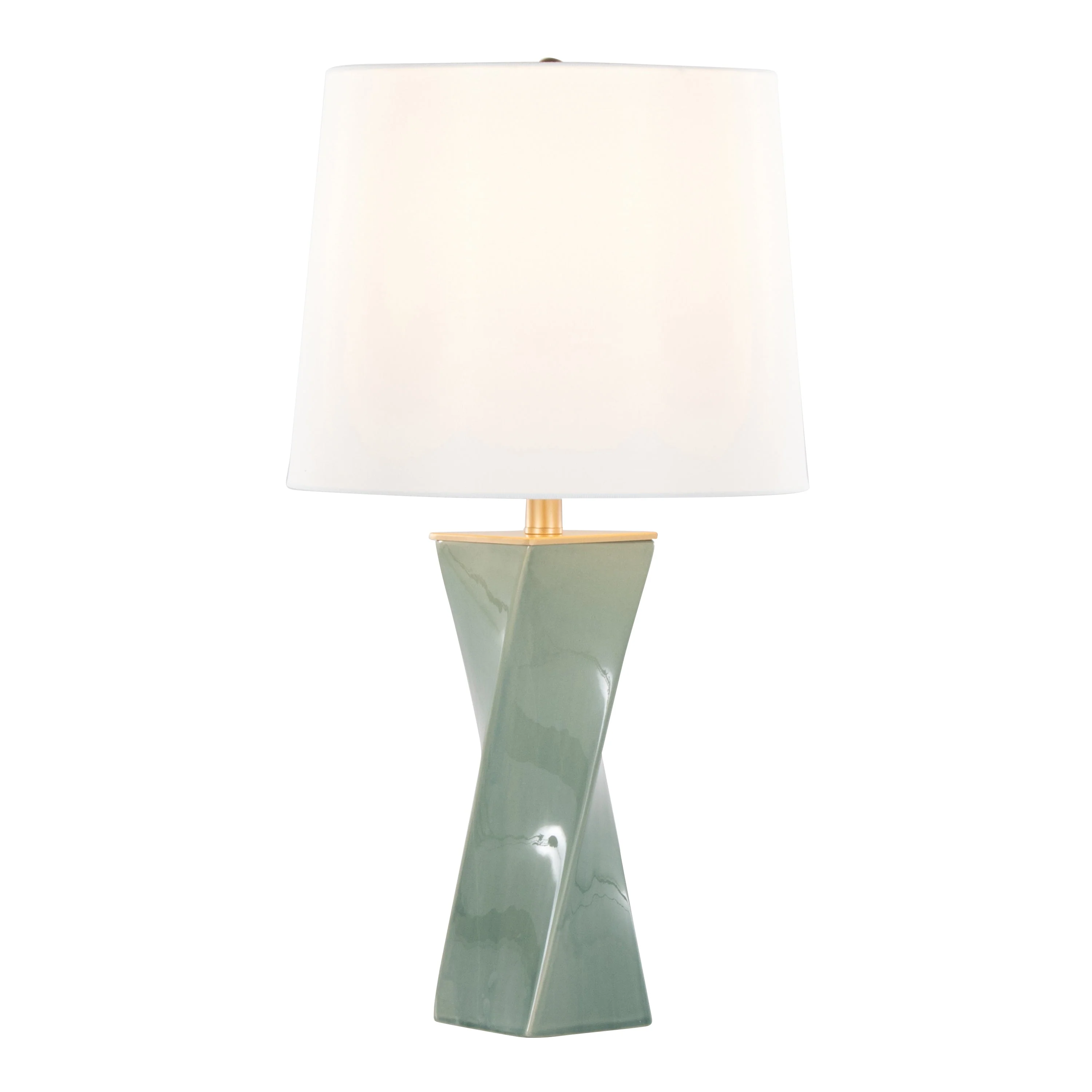 Curvo Square Contemporary 27" Ceramic Table Lamp in Sage Green - Image 2