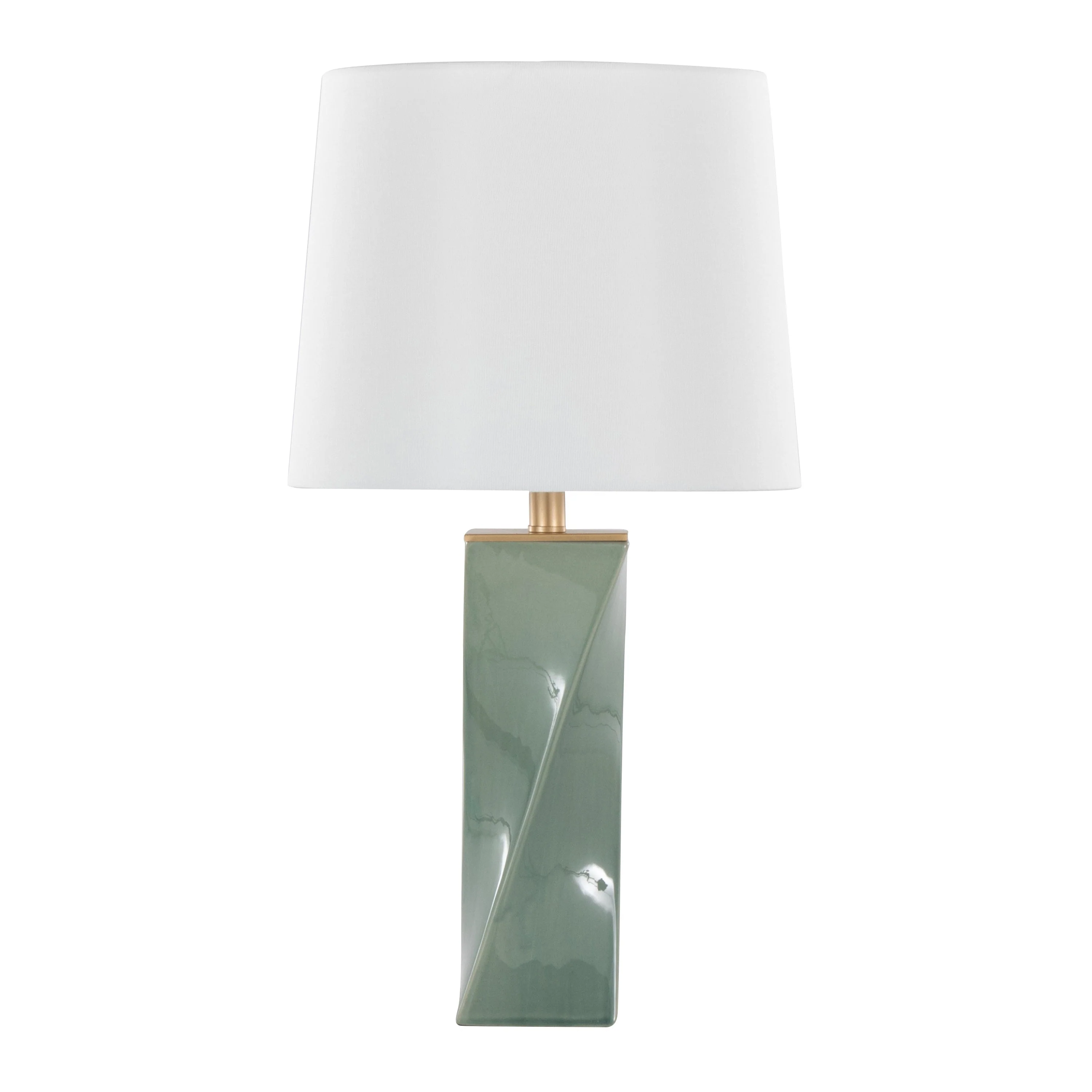 Curvo Square Contemporary 27" Ceramic Table Lamp in Sage Green - Image 3