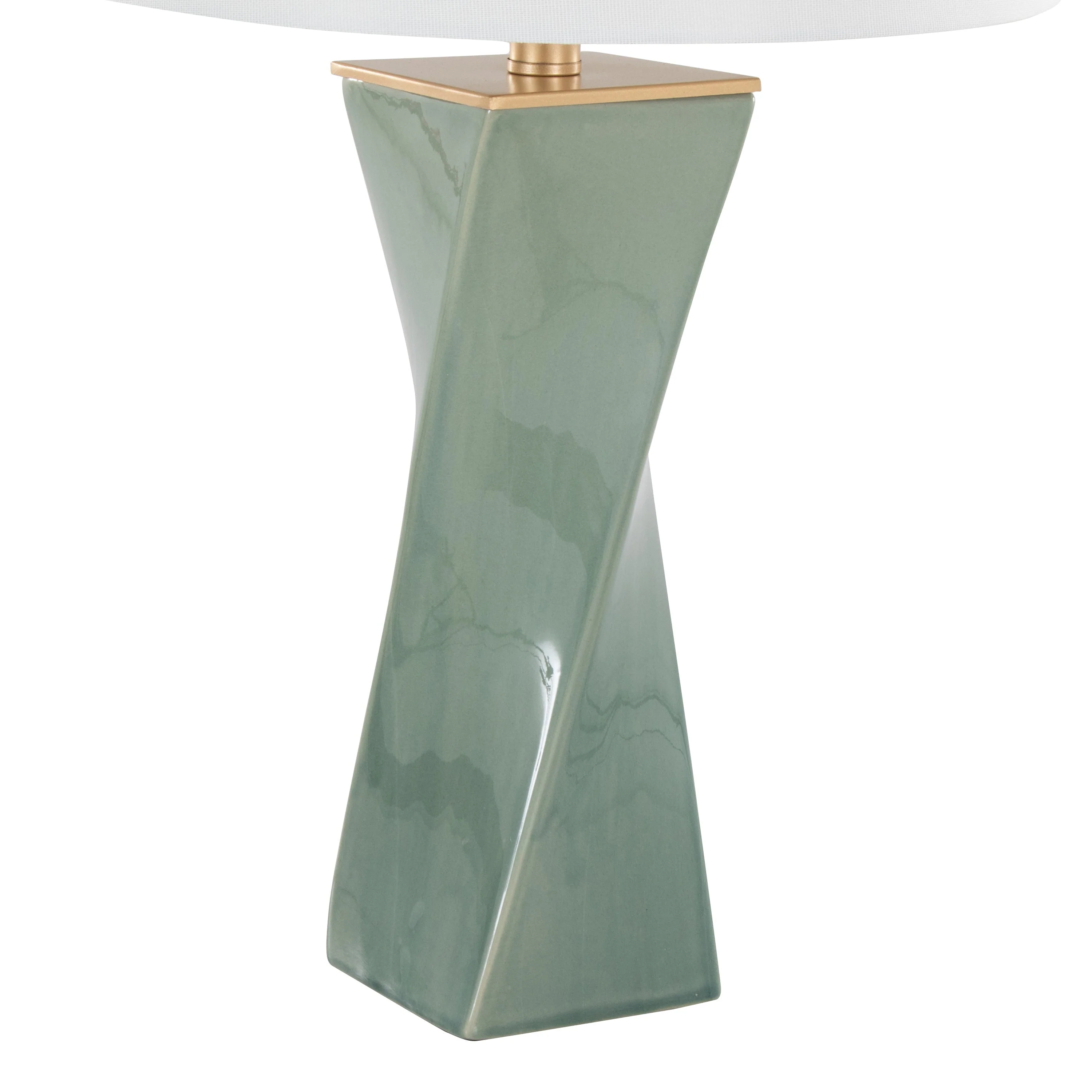 Curvo Square Contemporary 27" Ceramic Table Lamp in Sage Green - Image 4