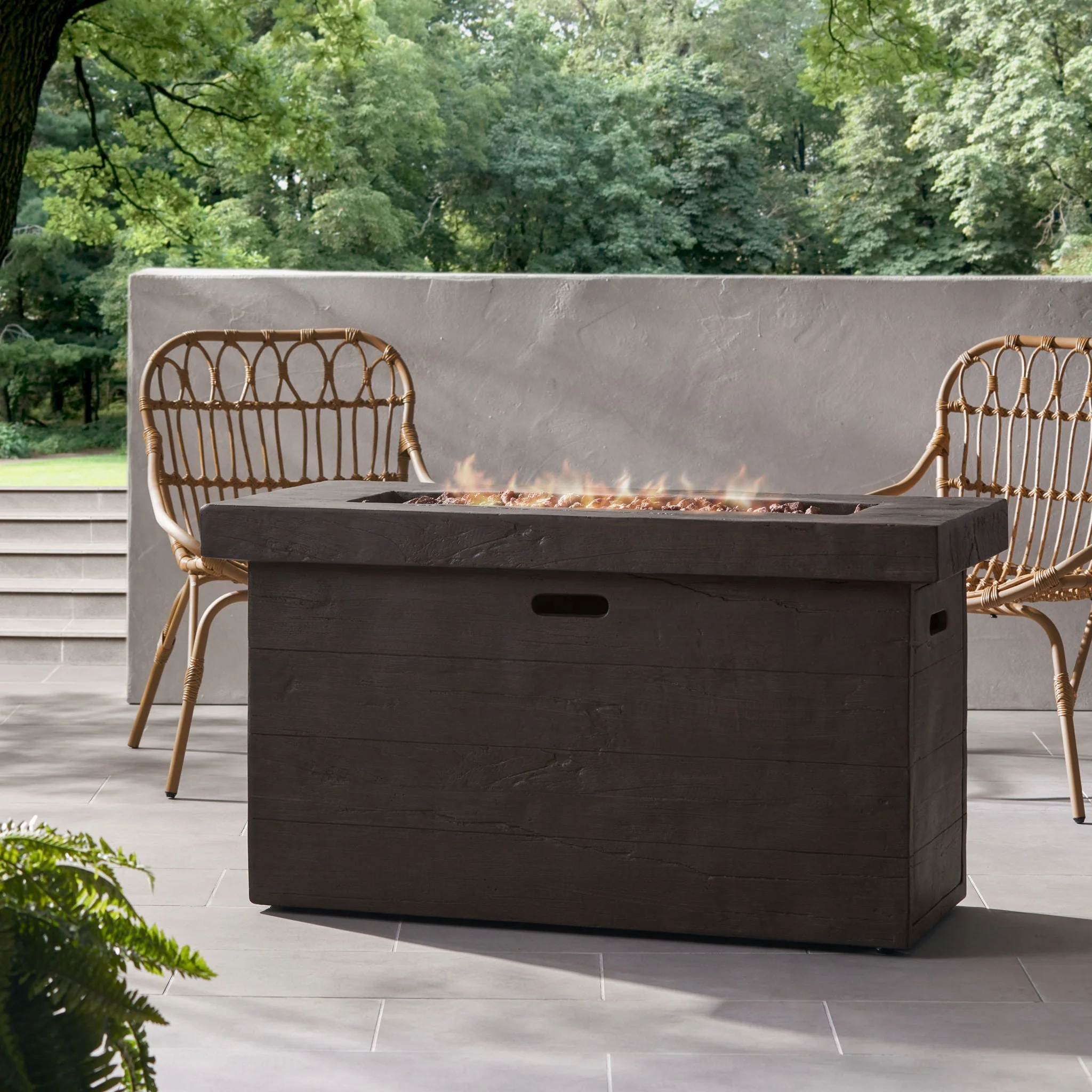 Custer - Rectangular Fire Pit 50,000 BTU Magnesium Oxide - Brown - Image 3
