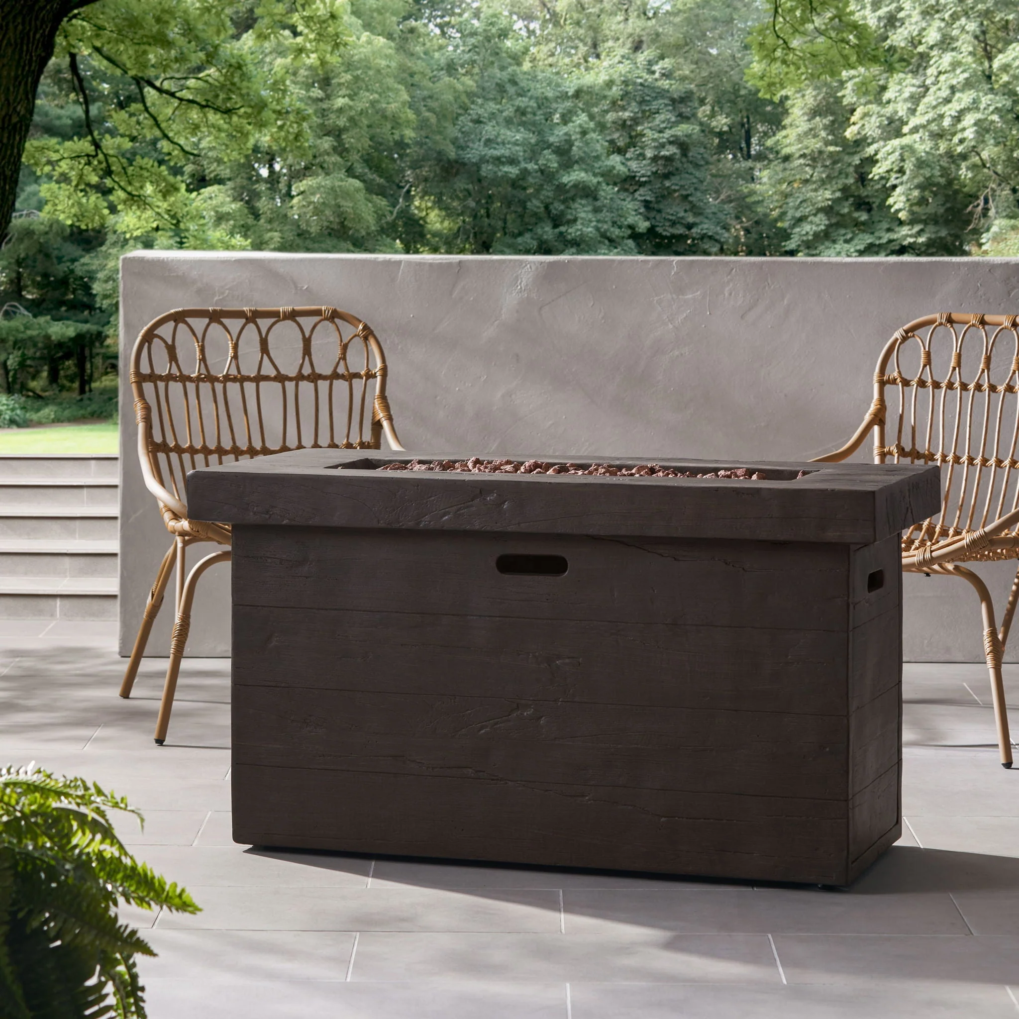 Custer - Rectangular Fire Pit 50,000 BTU Magnesium Oxide - Brown - Image 4