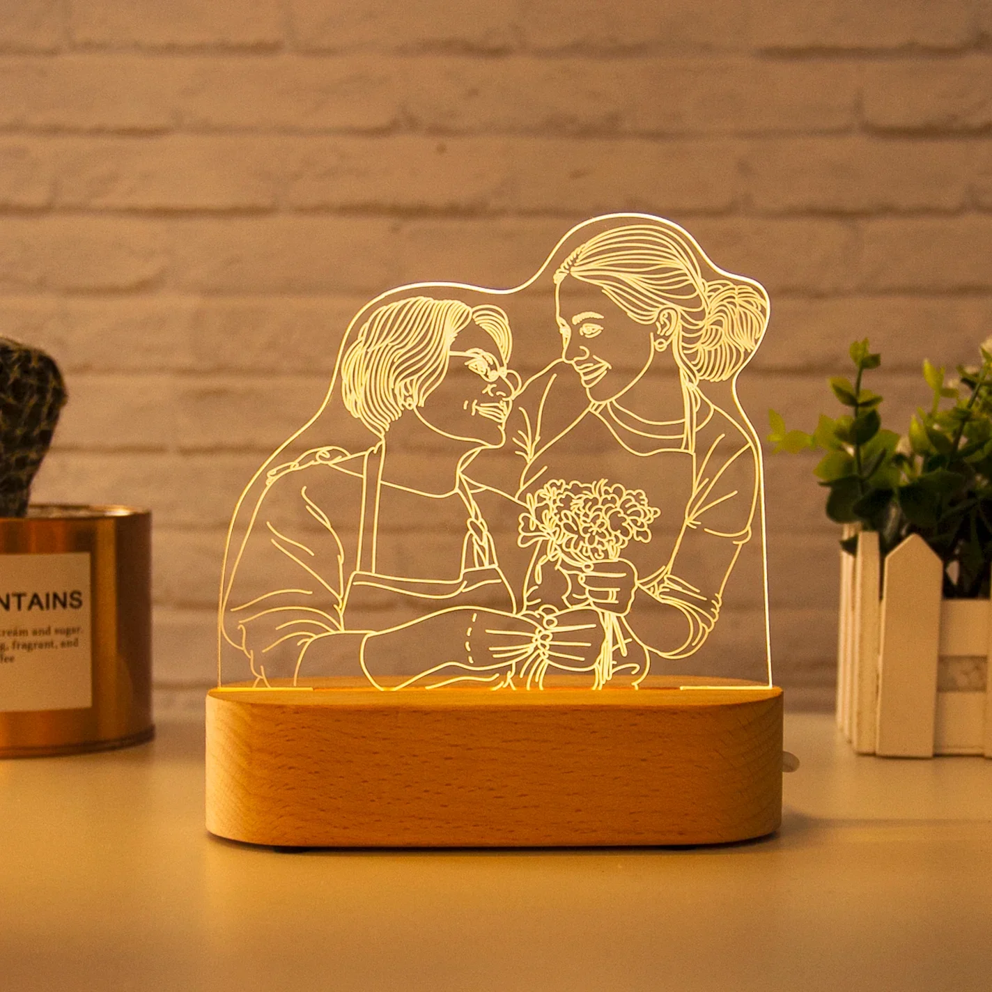 Custom 3D Photo Lamp LED Night Light Wooden Base Personalized Gift - Image 11