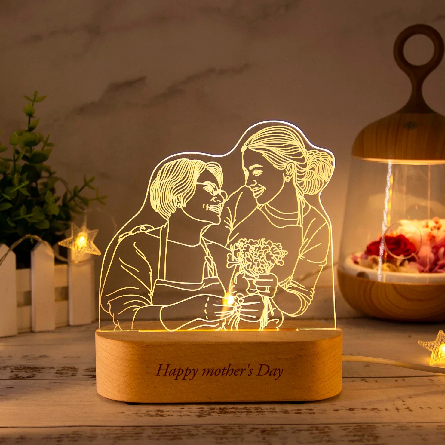 Custom 3D Photo Lamp LED Night Light Wooden Base Personalized Gift - Image 9