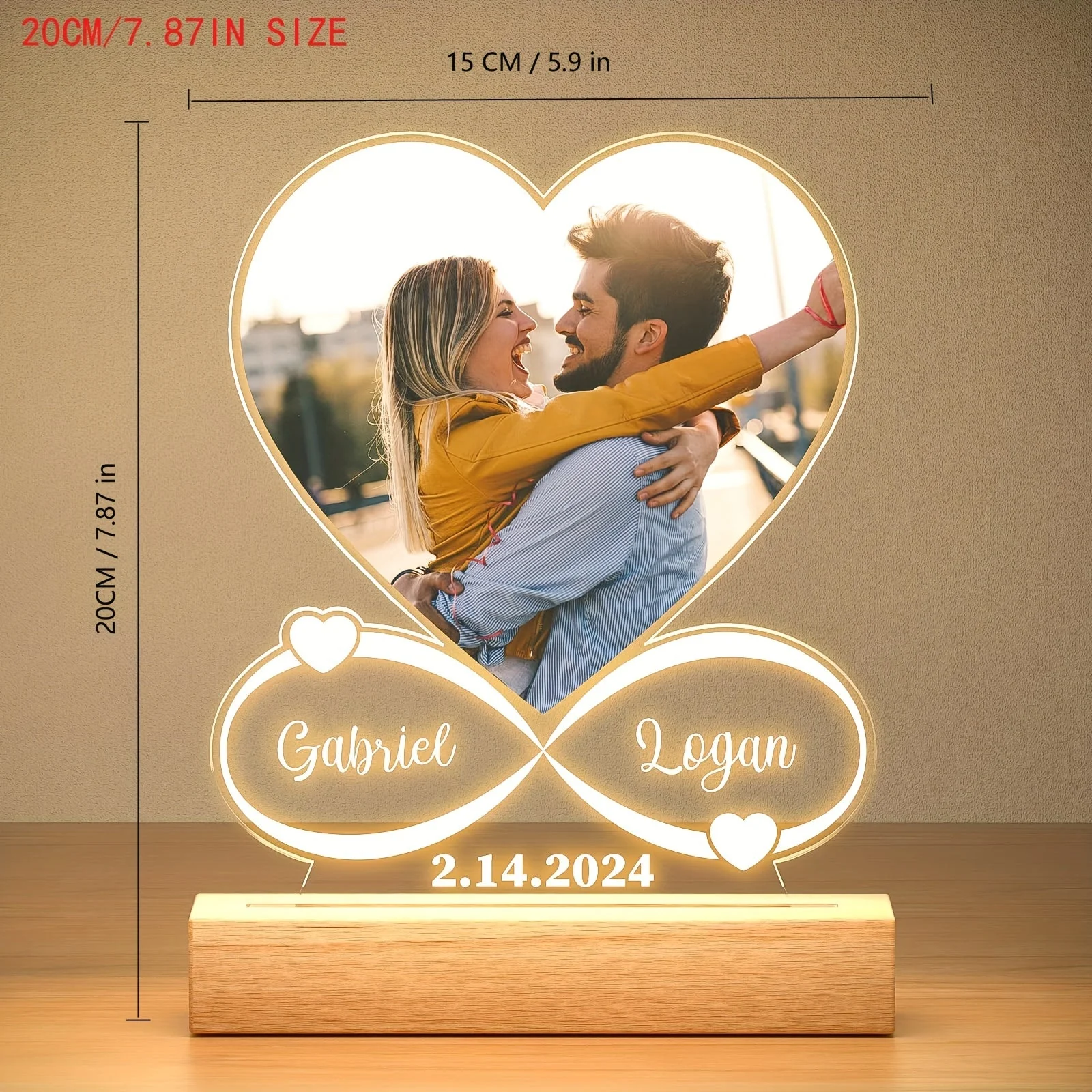 Custom LED Photo Night Light – Personalized Acrylic Picture Frame Gift for Loved Ones - Image 2