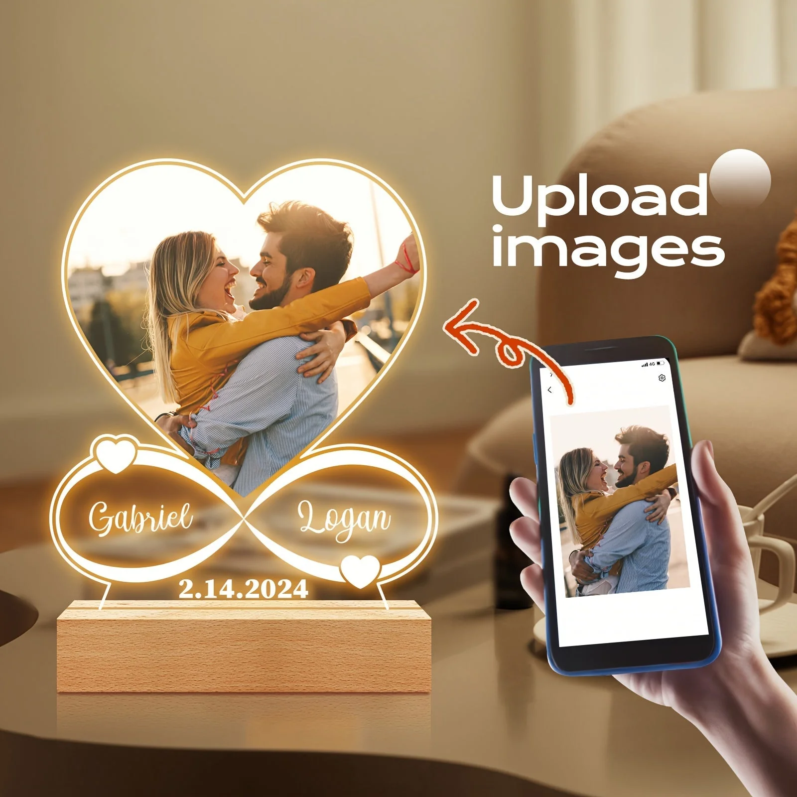 Custom LED Photo Night Light – Personalized Acrylic Picture Frame Gift for Loved Ones - Image 5