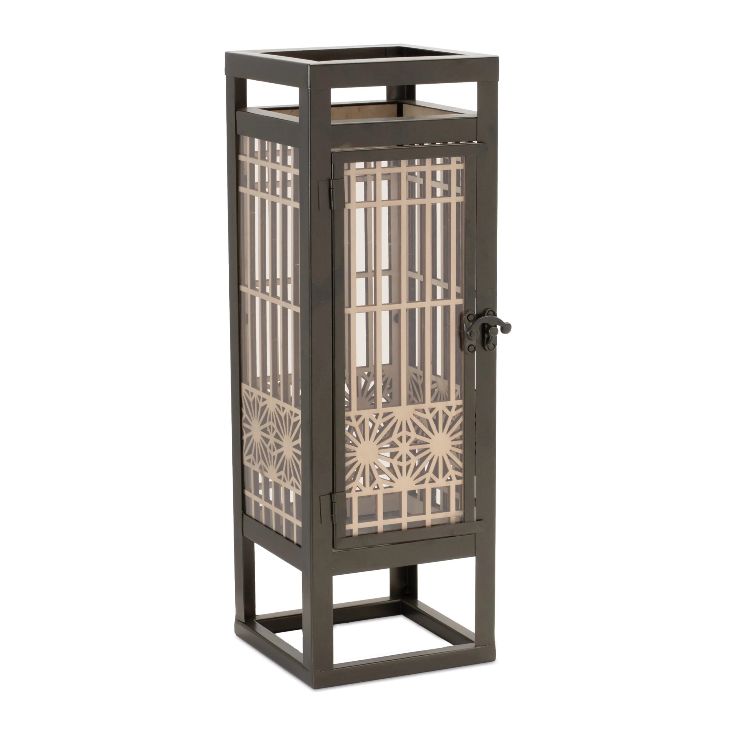 Cut Out Wood Candle Holder with Iron Frame 15"H - Image 2