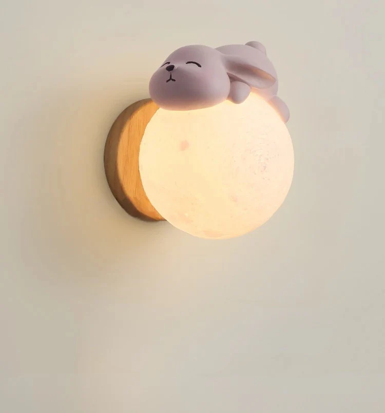 Cute Bear Moon Wall Light Kids Bedroom Nursery Night Light Cartoon Animal Lamp - Image 13