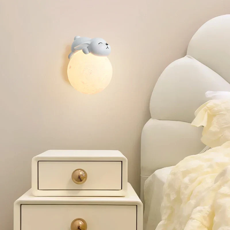 Cute Bear Moon Wall Light Kids Bedroom Nursery Night Light Cartoon Animal Lamp - Image 5