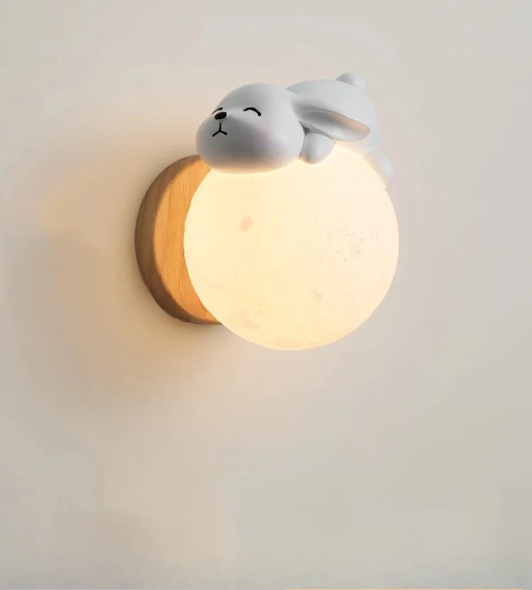 Cute Bear Moon Wall Light Kids Bedroom Nursery Night Light Cartoon Animal Lamp - Image 7