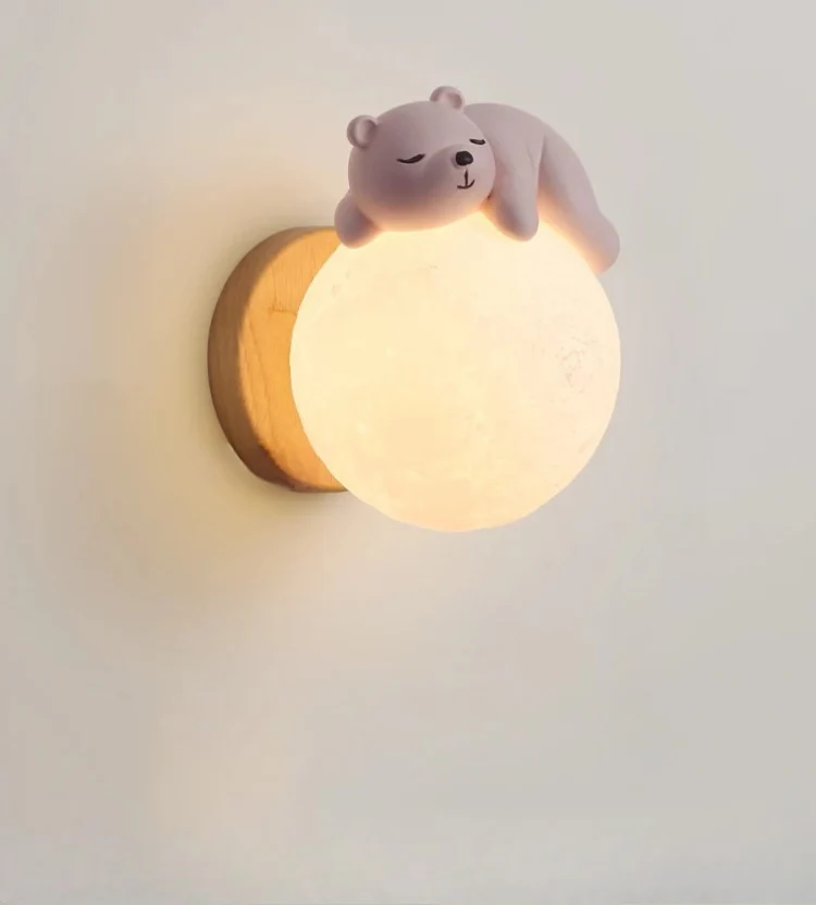 Cute Bear Moon Wall Light Kids Bedroom Nursery Night Light Cartoon Animal Lamp - Image 8