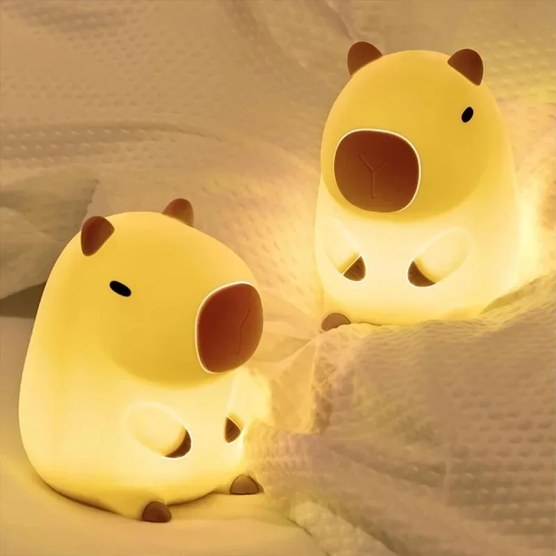 Cute Capybara Night Light Silicone LED Bedside Lamp Cartoon Sleep Decor Gift - Image 2