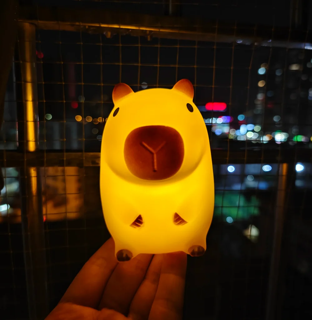Cute Capybara Night Light Silicone LED Bedside Lamp Cartoon Sleep Decor Gift - Image 3
