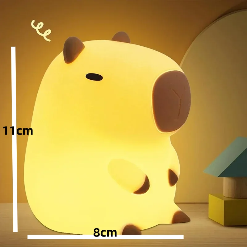 Cute Capybara Night Light Silicone LED Bedside Lamp Cartoon Sleep Decor Gift - Image 7