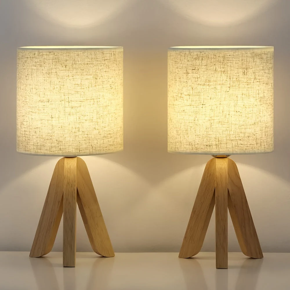 Cute Tripod Table Lamp with Fabric Shade for Desk Bedroom Dorm or Nightstand - Image 2