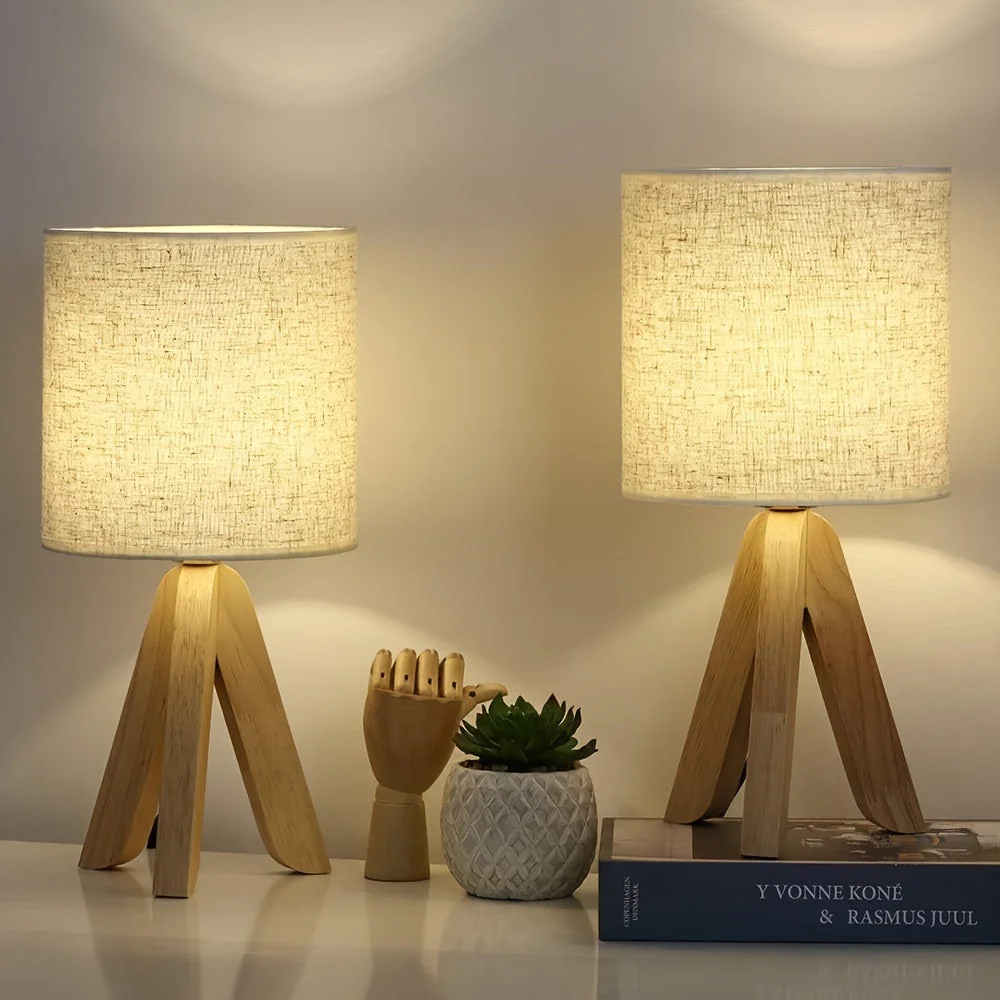 Cute Tripod Table Lamp with Fabric Shade for Desk Bedroom Dorm or Nightstand - Image 4