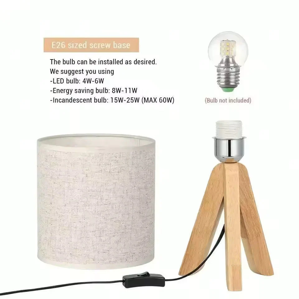 Cute Tripod Table Lamp with Fabric Shade for Desk Bedroom Dorm or Nightstand - Image 5