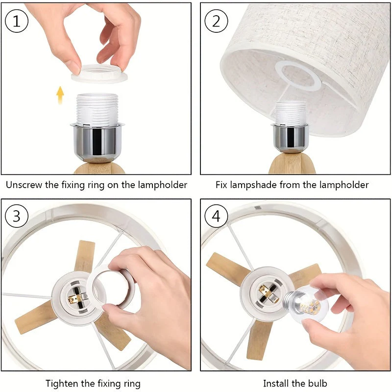 Cute Tripod Table Lamp with Fabric Shade for Desk Bedroom Dorm or Nightstand - Image 6