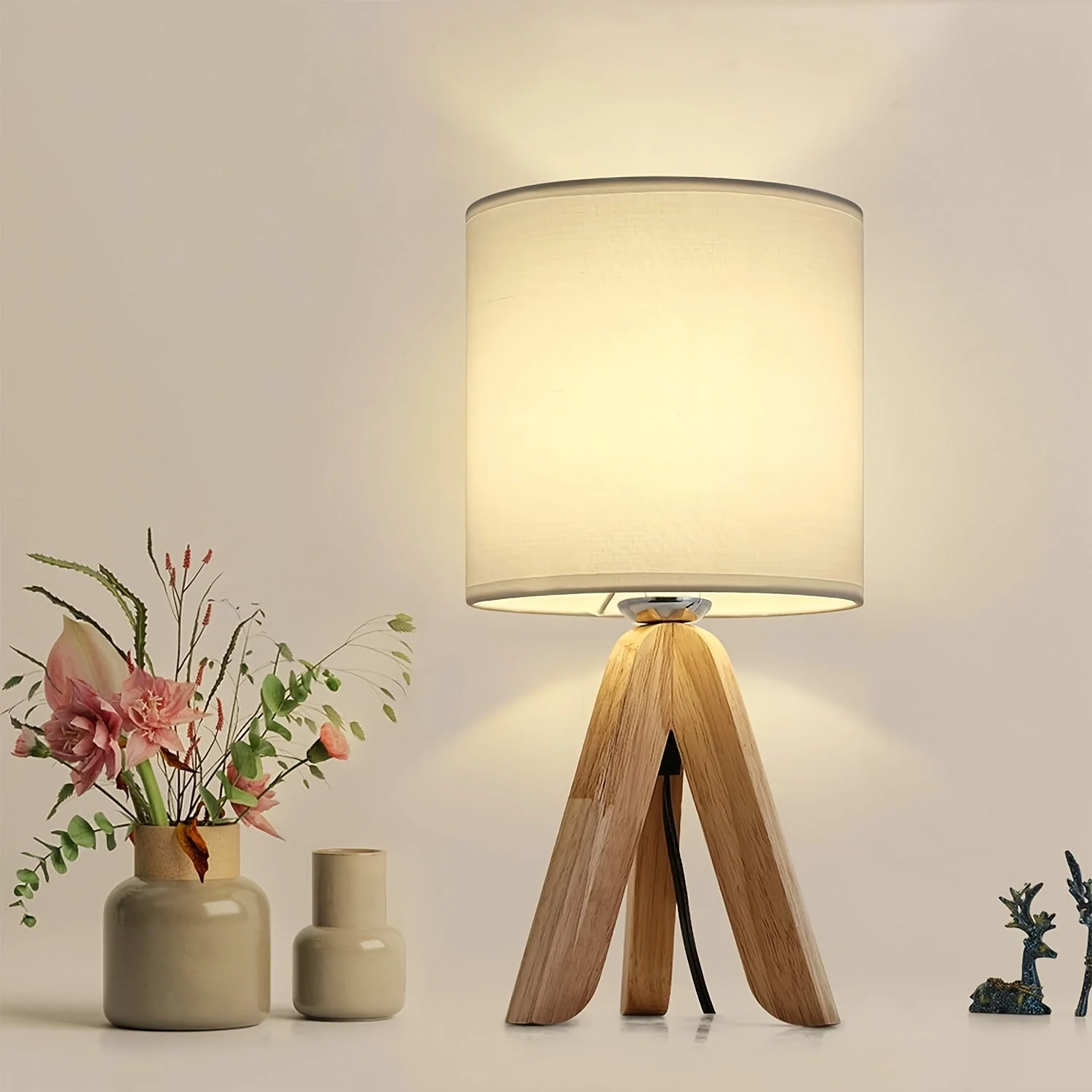 Cute Tripod Table Lamp with Fabric Shade for Desk Bedroom Dorm or Nightstand - Image 9