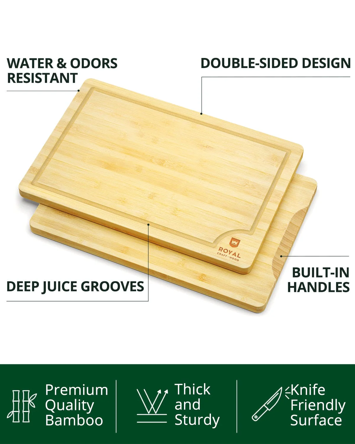 Cutting Board Set of 2, Bamboo - Image 6