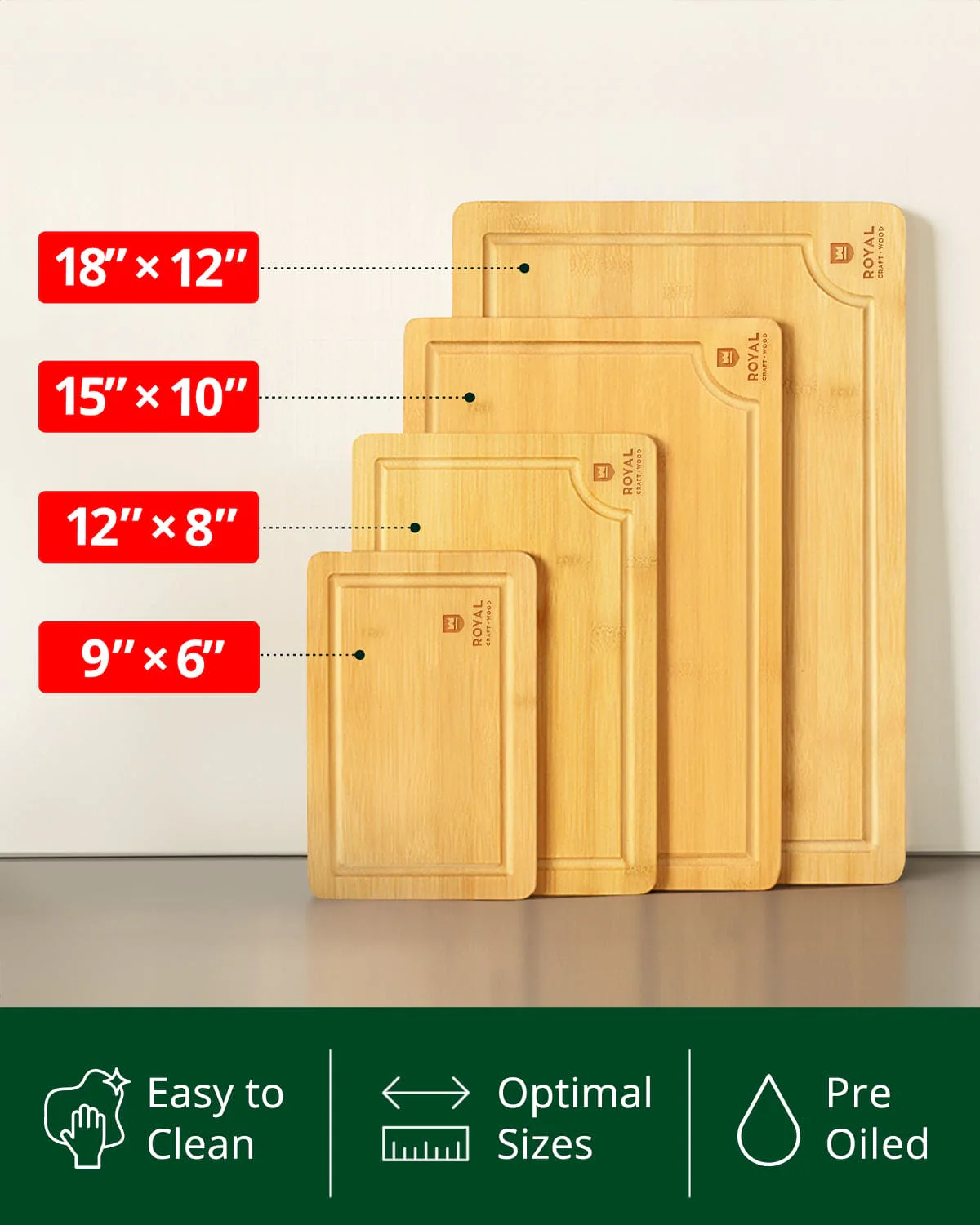 Cutting Board Set of 4, Bamboo - Image 9