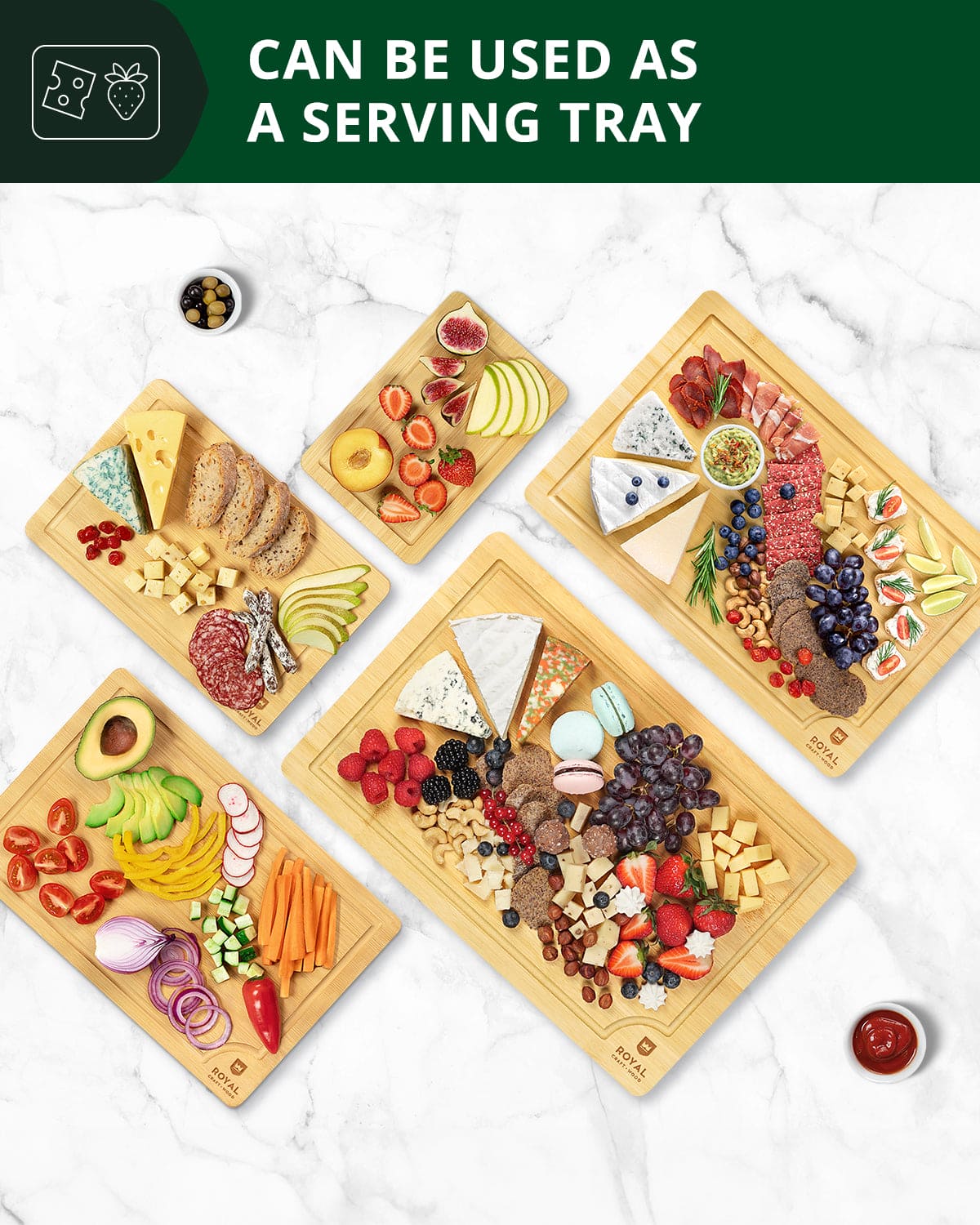 Cutting Board Set of 5, Bamboo - Image 3