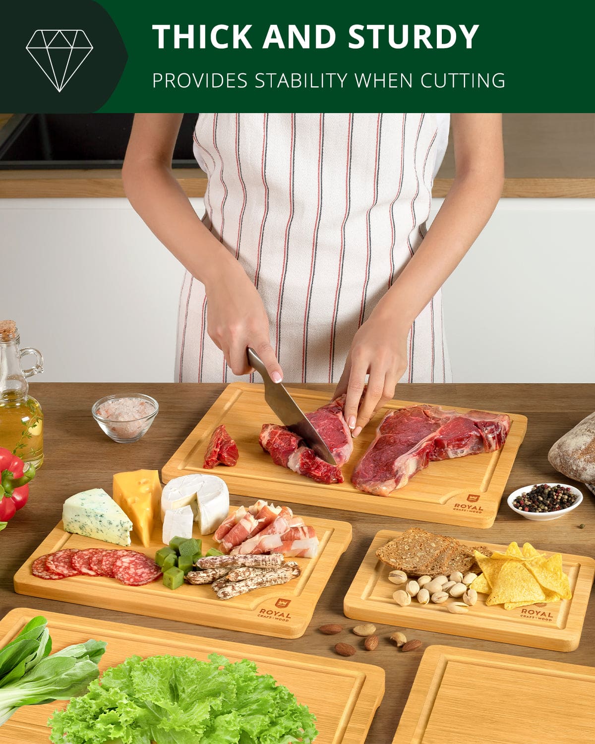 Cutting Board Set of 5, Bamboo - Image 4