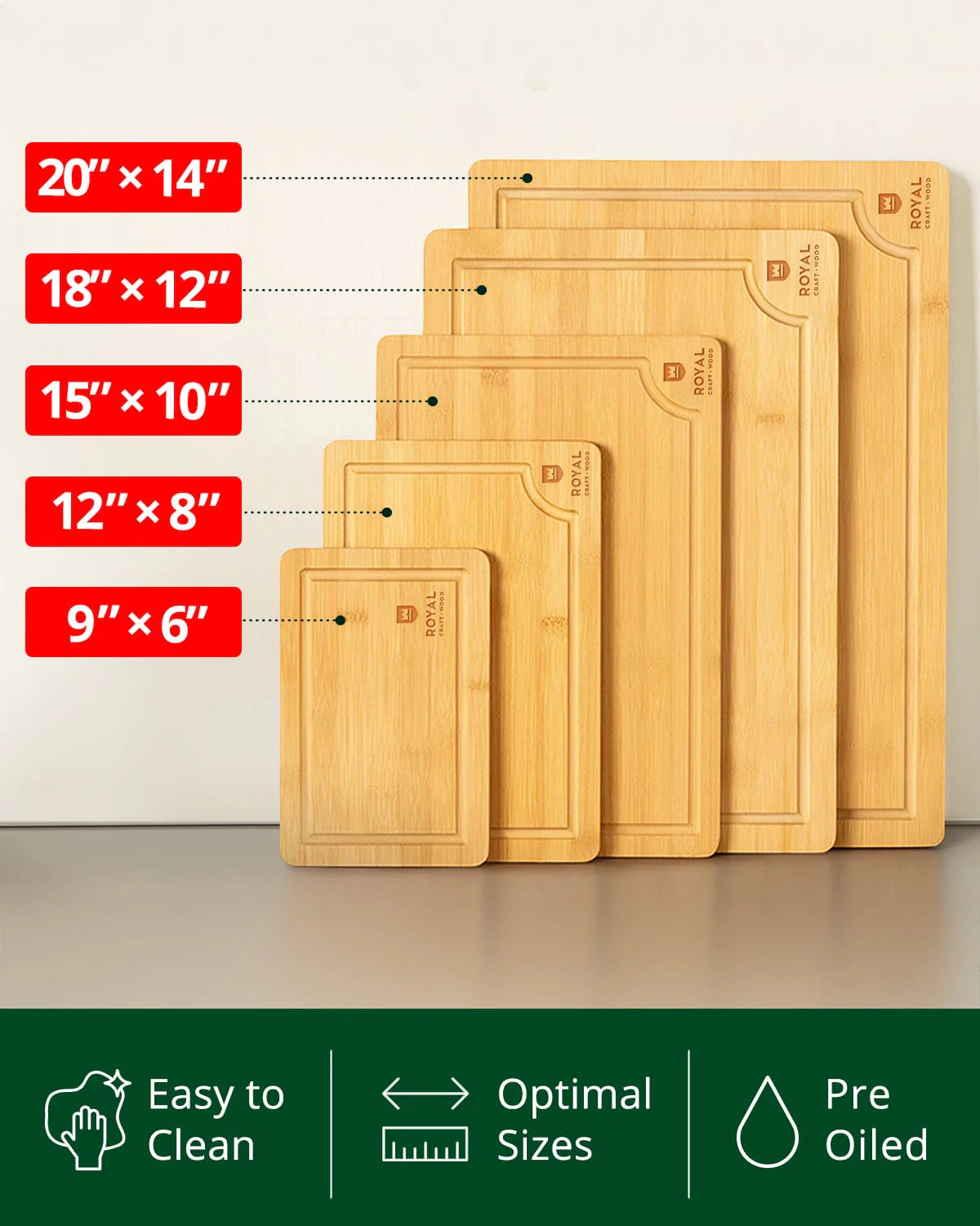 Cutting Board Set of 5, Bamboo - Image 5