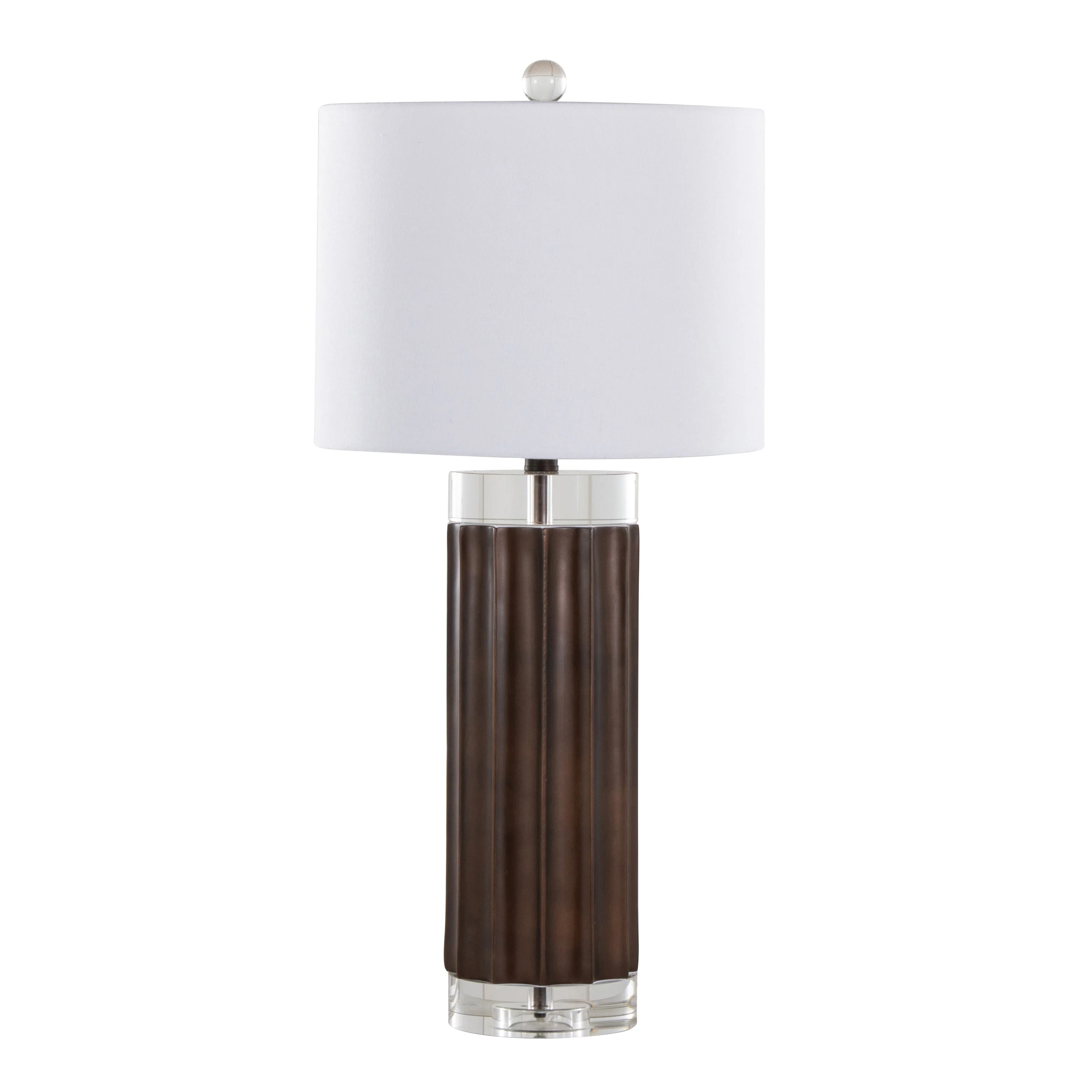 Cylinder Fluted Contemporary Polyresin Table Lamp Set of 2 - Image 2