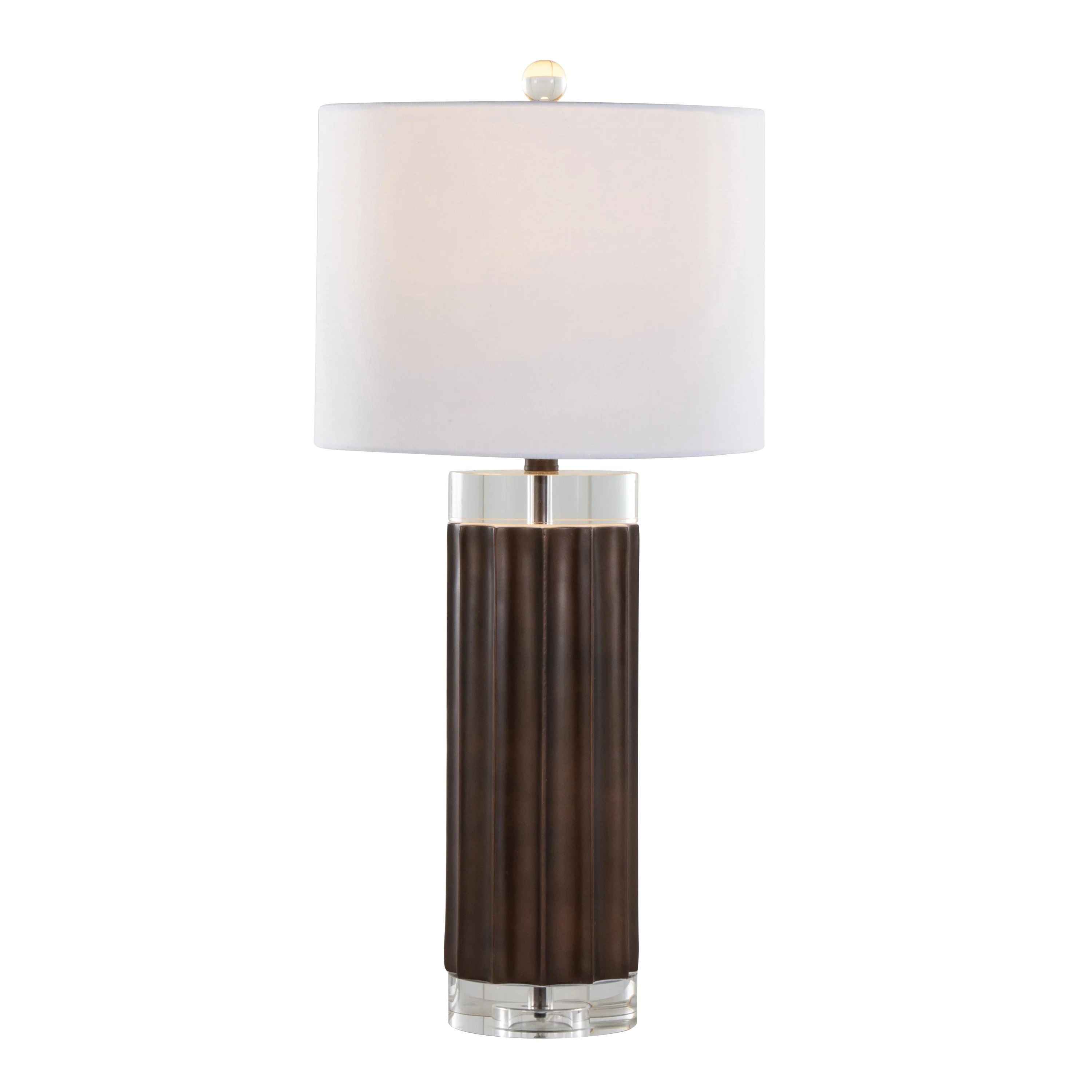 Cylinder Fluted Contemporary Polyresin Table Lamp Set of 2 - Image 3