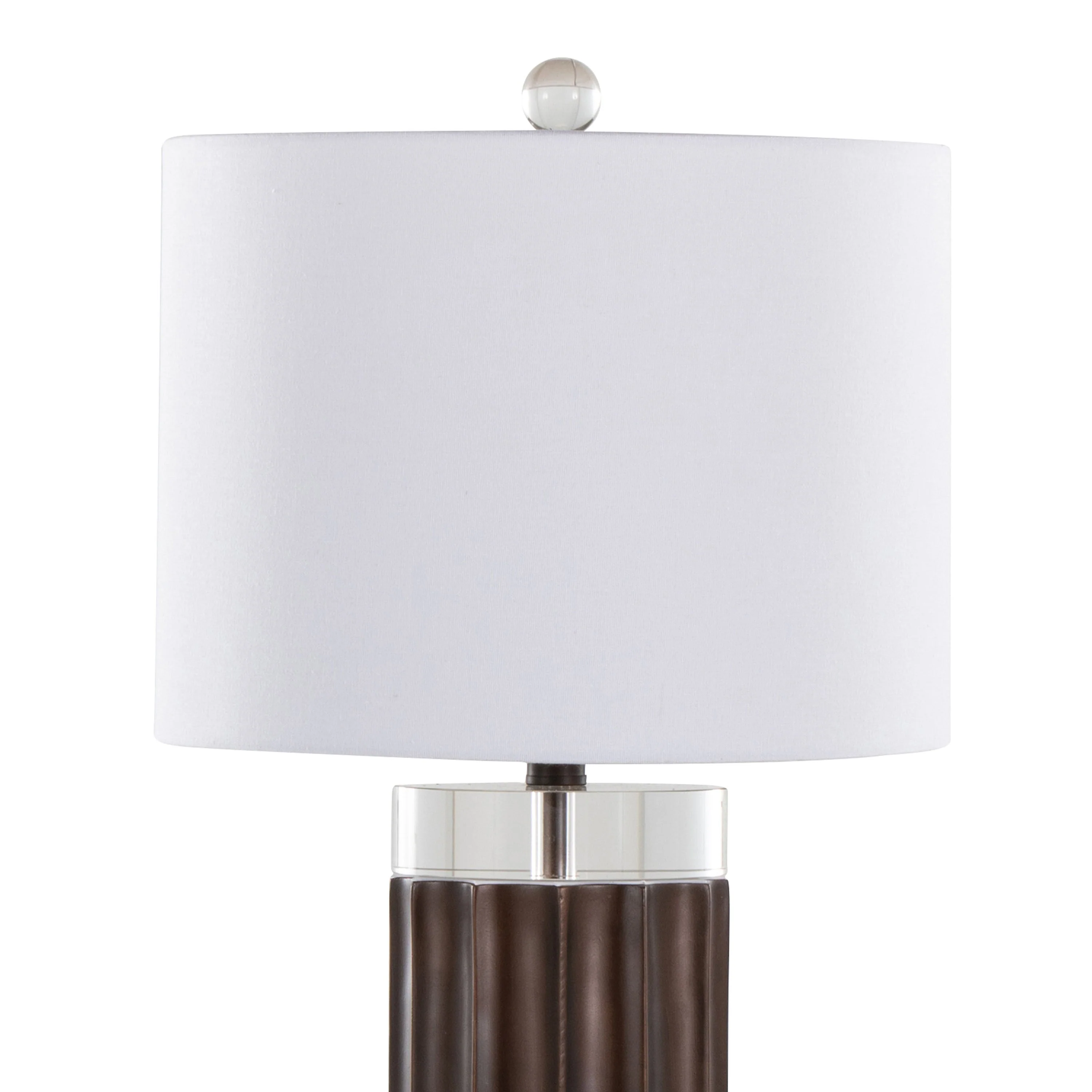 Cylinder Fluted Contemporary Polyresin Table Lamp Set of 2 - Image 5