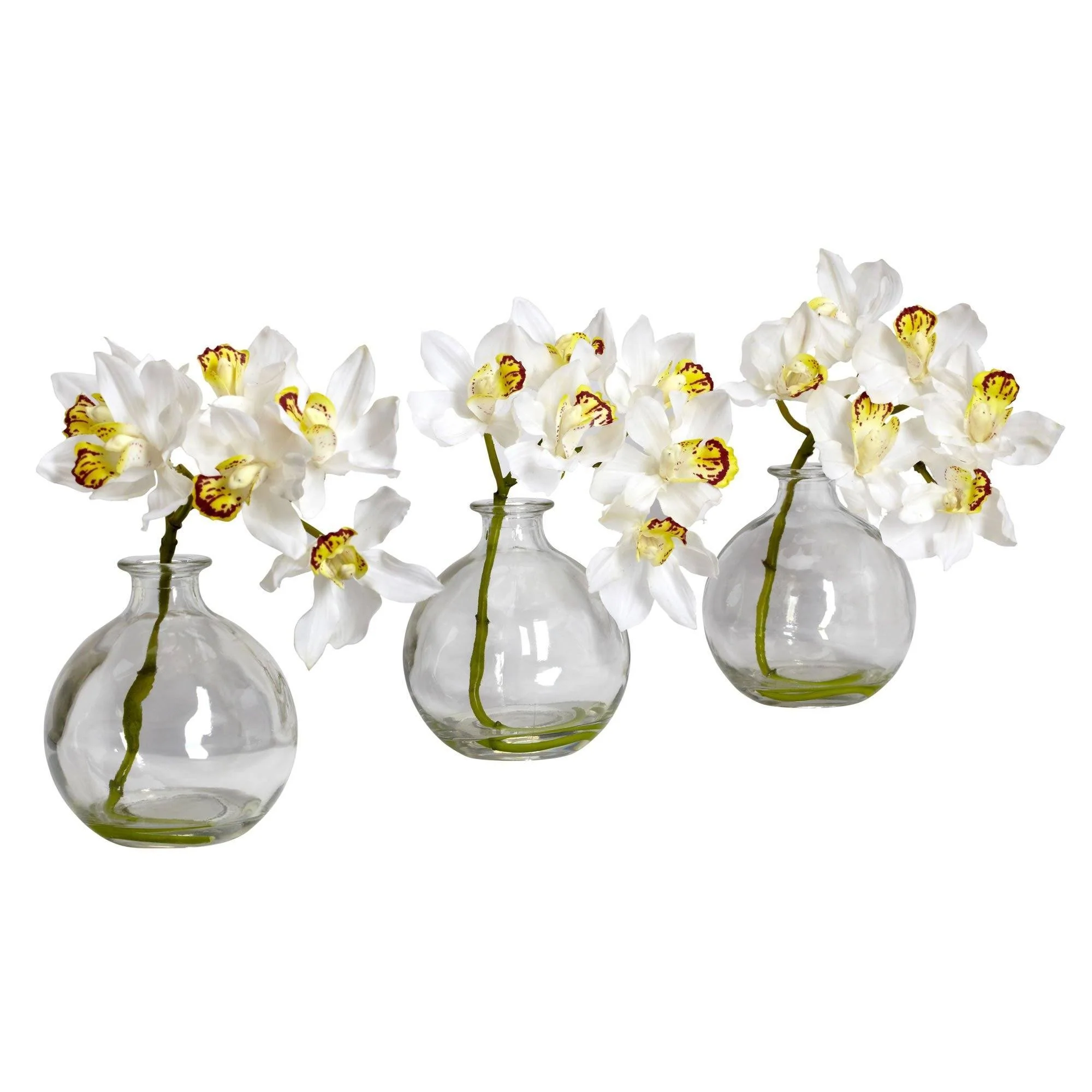 Cymbidium w/Vase Silk Flower Arrangement (Set of 3) - Image 2