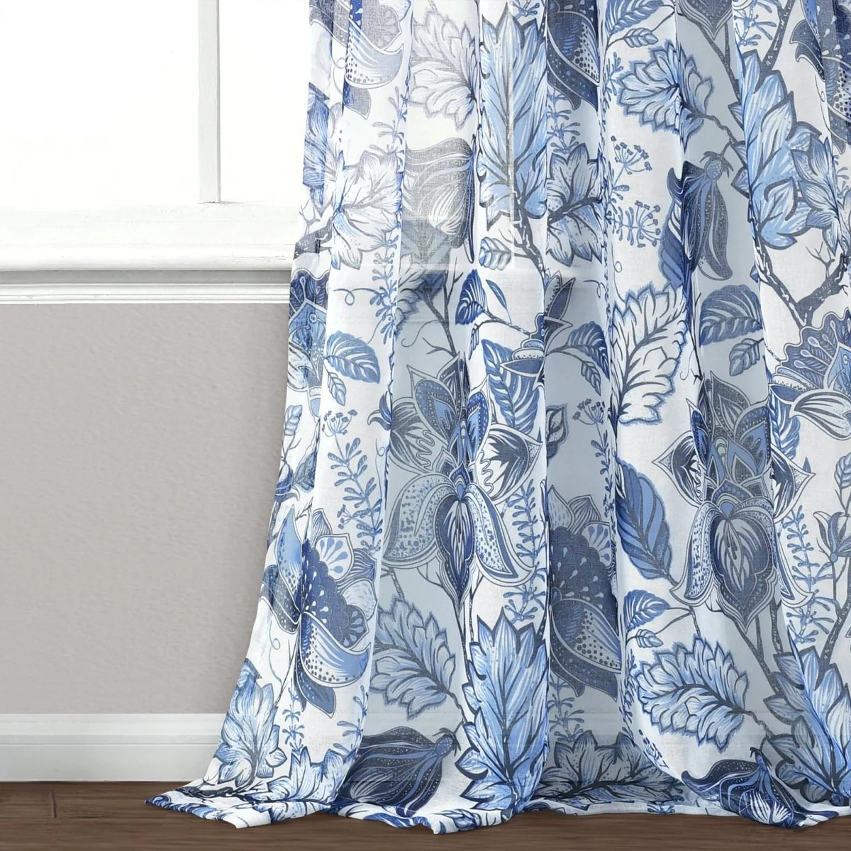 Cynthia Jacobean Sheer Window Curtain Panel Set - Image 4