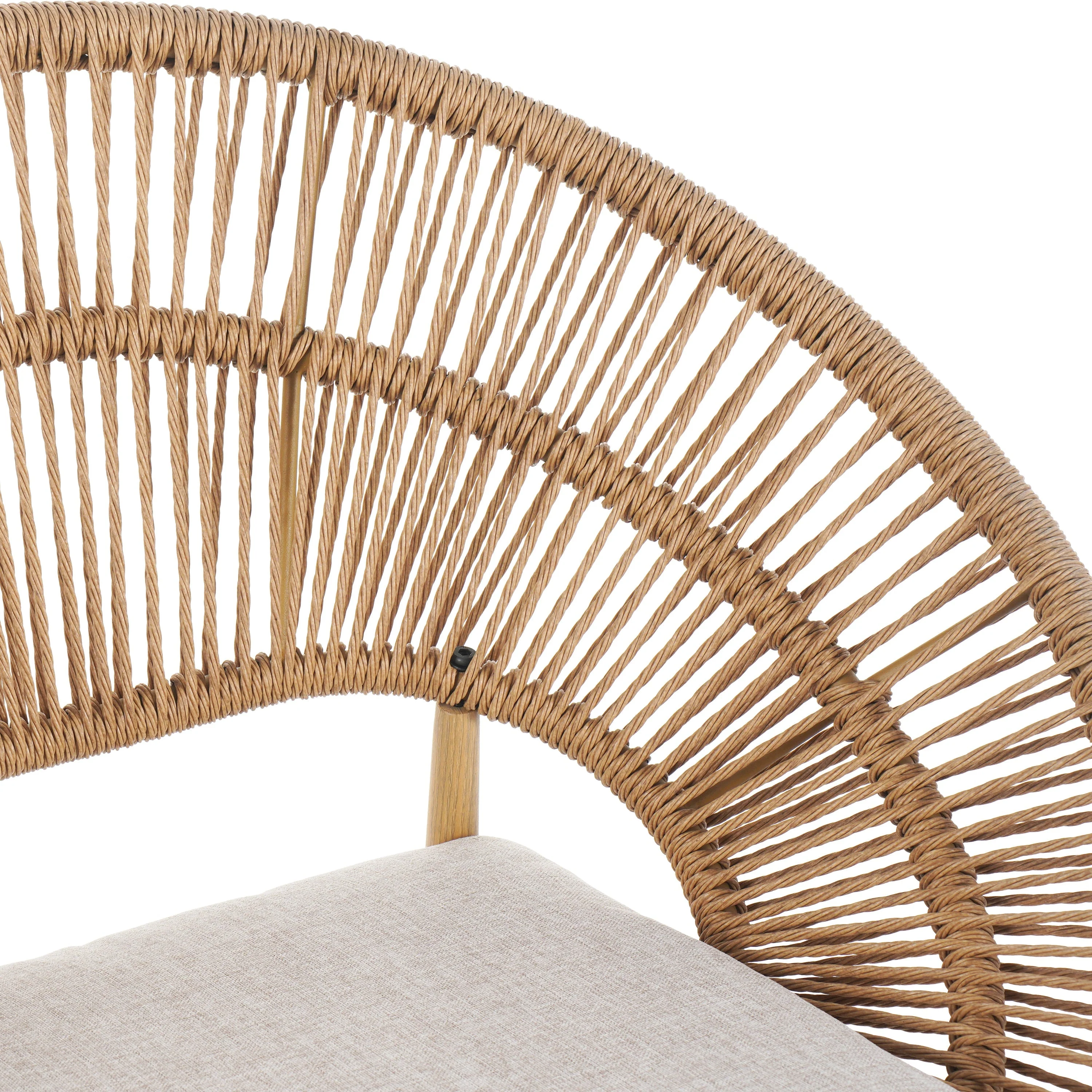 Cyril Outdoor Wicker Papasan Style Dining Chair with Teak Finished Legs - Set of 2 - Image 10