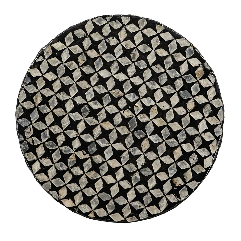 D14x20' Black Round Accent Capiz Stool, Garden Side Table - Image 5