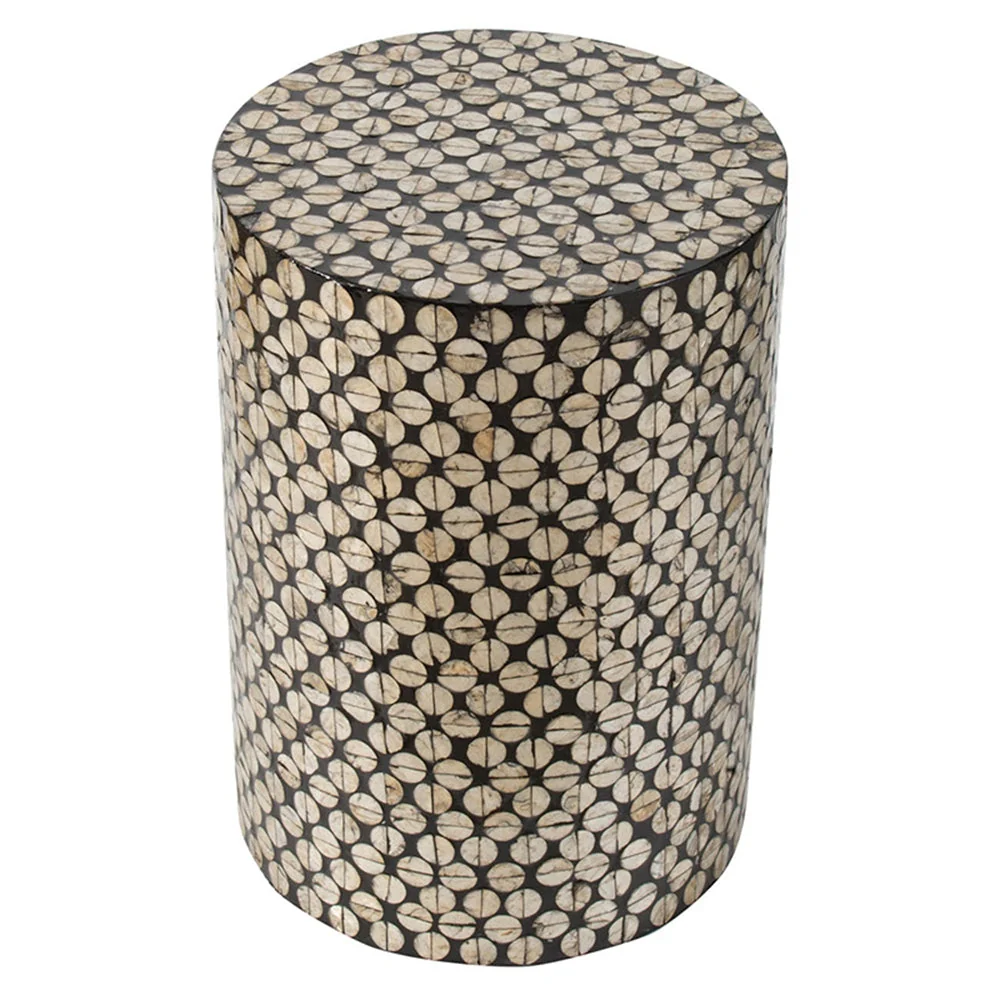 D14x20" Cylindrical Garden Capiz Stool Black/Gold - Image 3